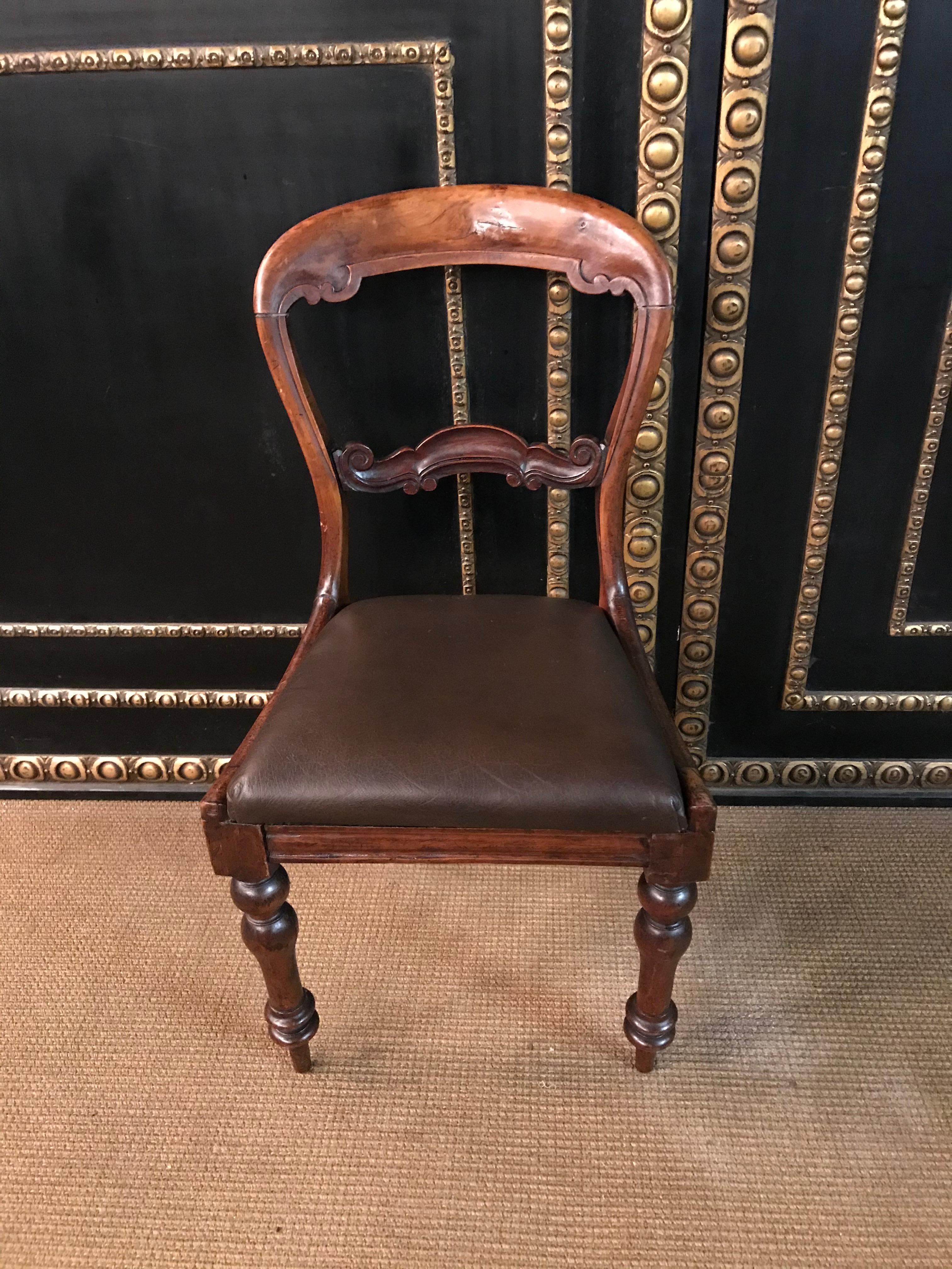 4 Original antique Biedermeier Chairs Solid Mahogany, circa 1840 For Sale 2