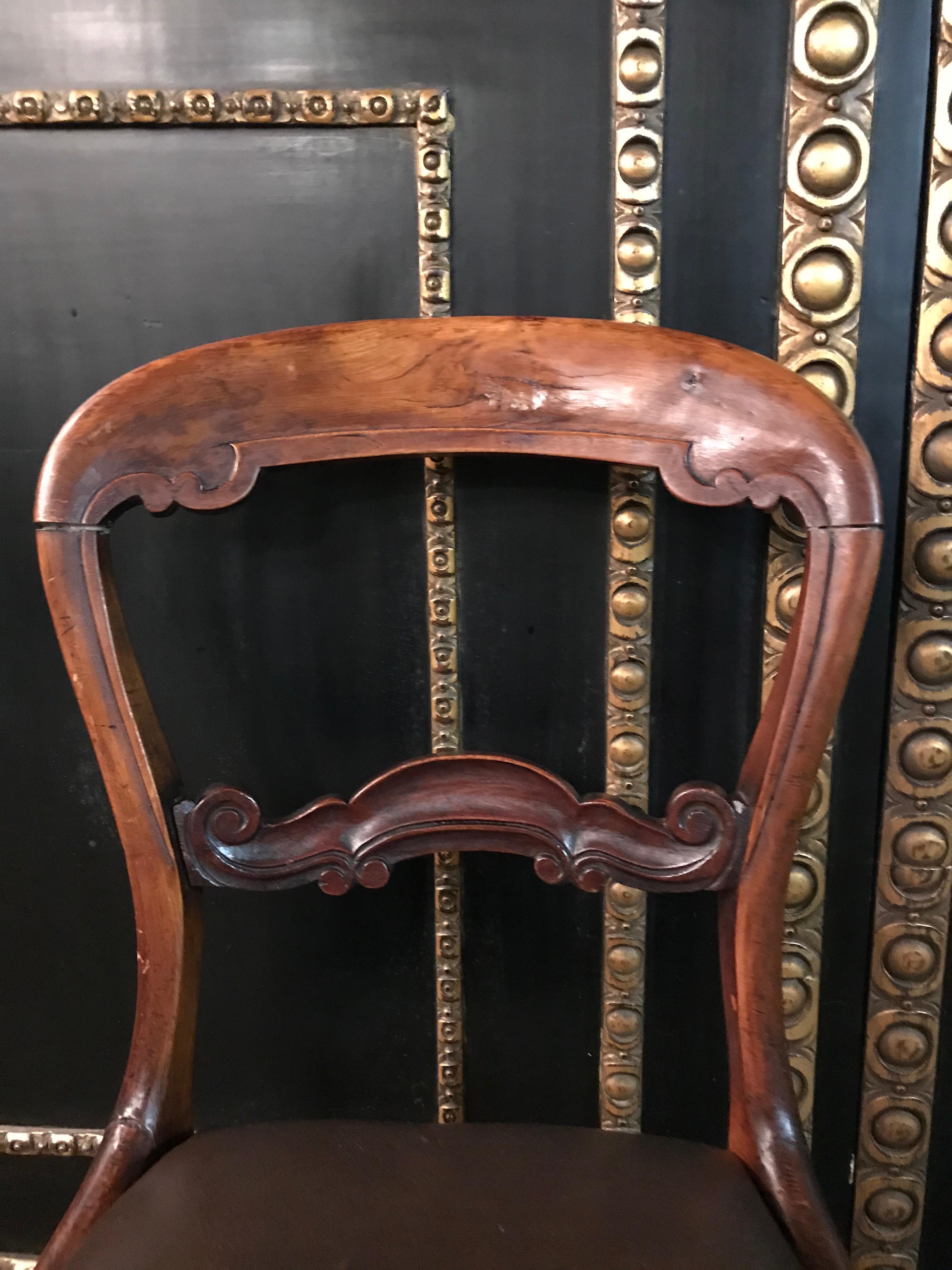 4 Original antique Biedermeier Chairs Solid Mahogany, circa 1840 For Sale 4