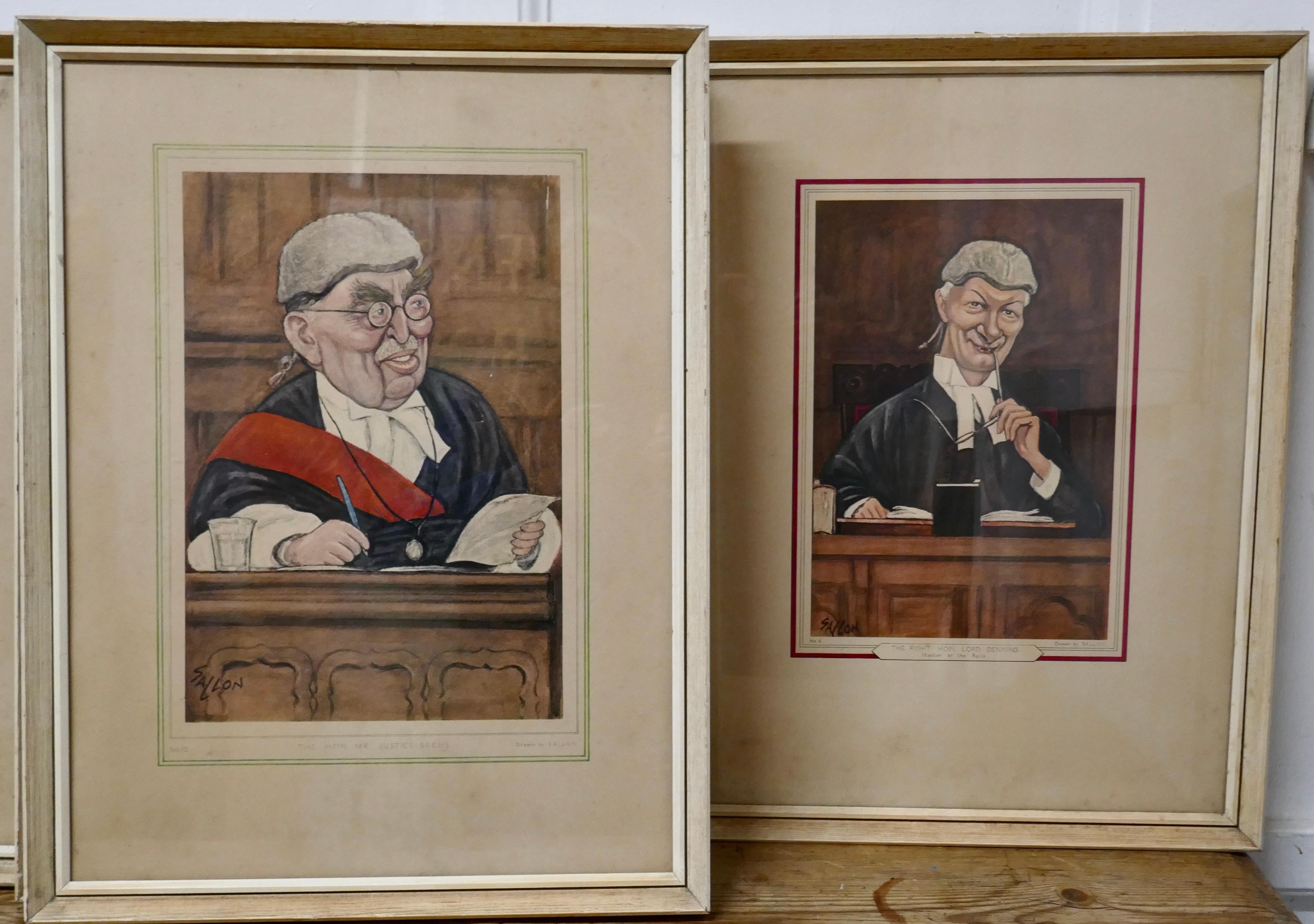 4 Original Caricature Prints of Honourable Justices of Great Britain by Sallo In Good Condition For Sale In Chillerton, Isle of Wight