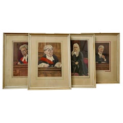 4 Original Caricature Prints of Honourable Justices of Great Britain by Sallo