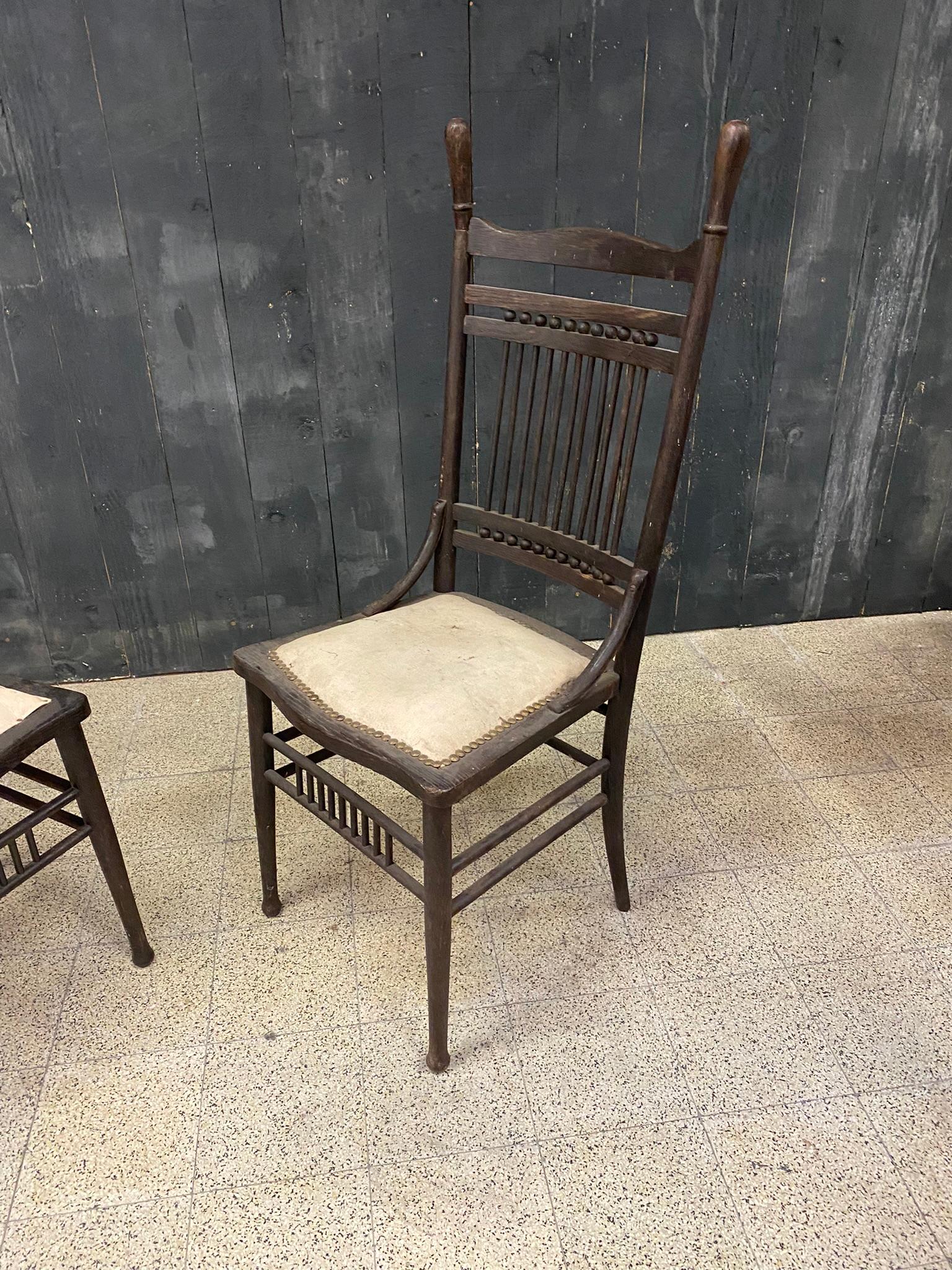 4 chaises originales en chêne de la période 1900 en chêne  en vente 4