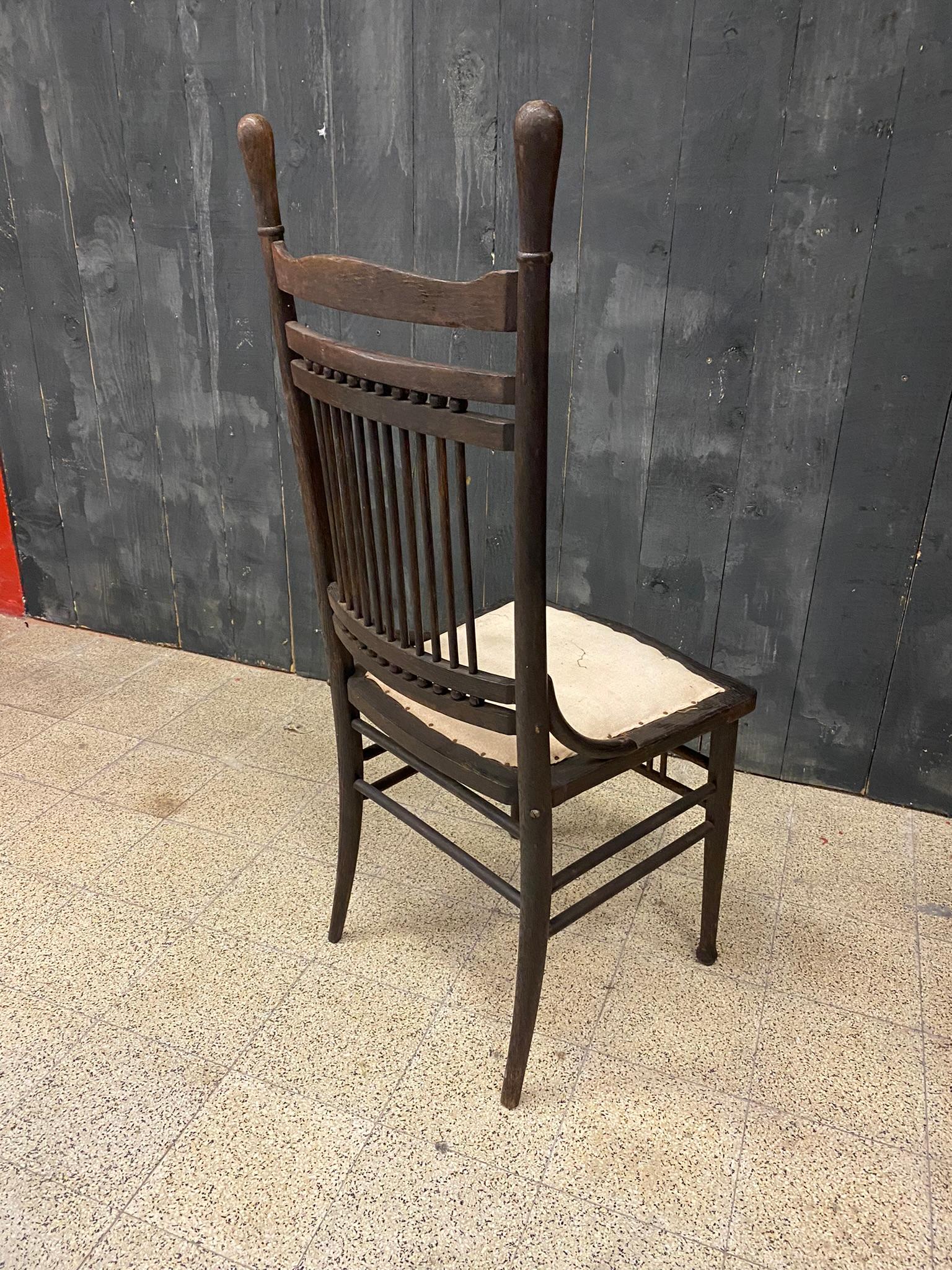 4 Original Chairs from the 1900 Period in Oak  For Sale 7