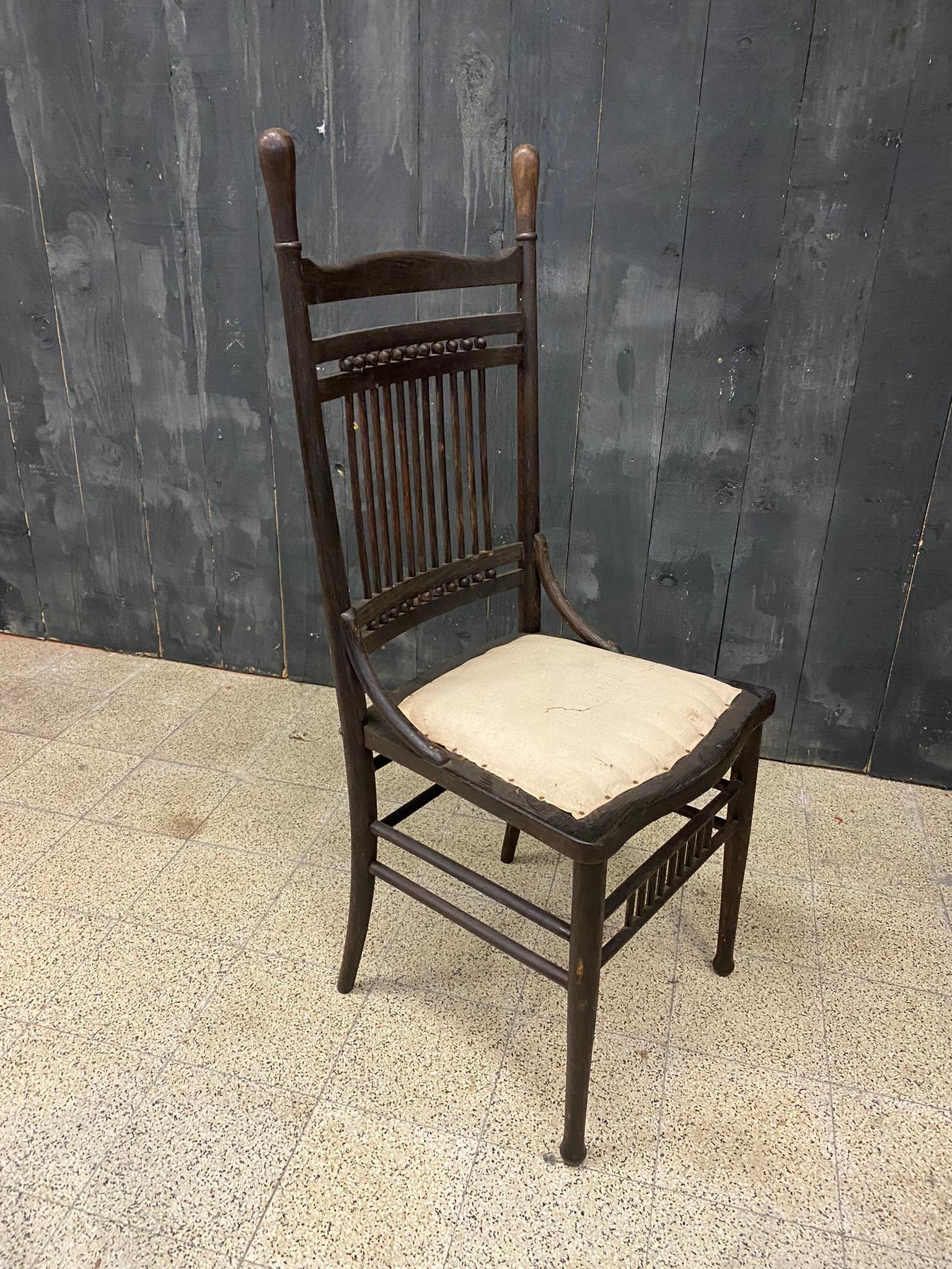 4 Original Chairs from the 1900 Period in Oak  For Sale 8