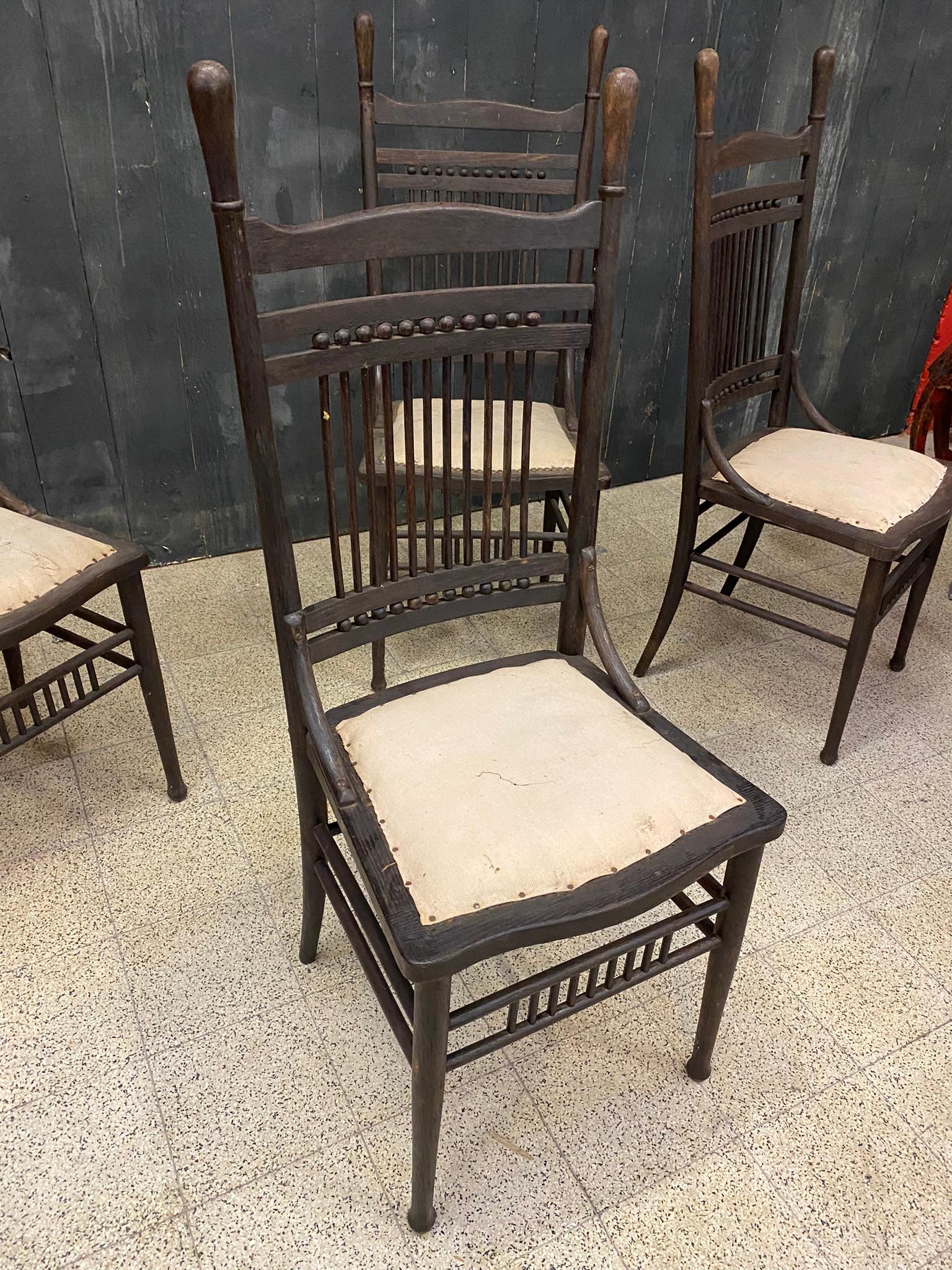 Baroque 4 chaises originales en chêne de la période 1900 en chêne  en vente