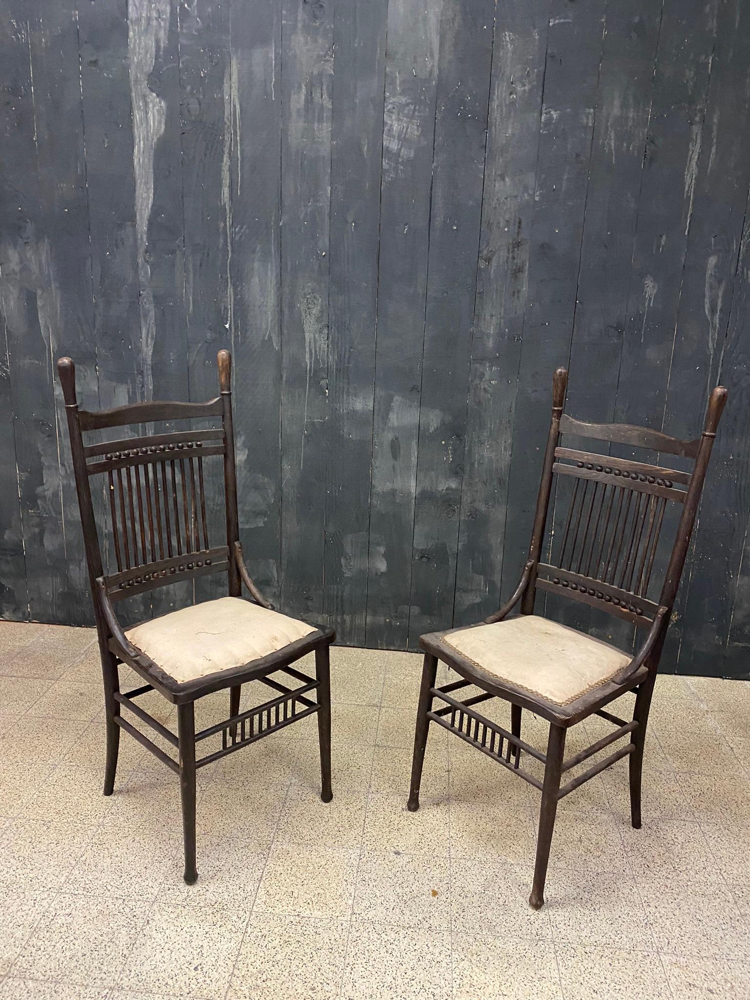 Baroque 4 Original Chairs from the 1900 Period in Oak  For Sale