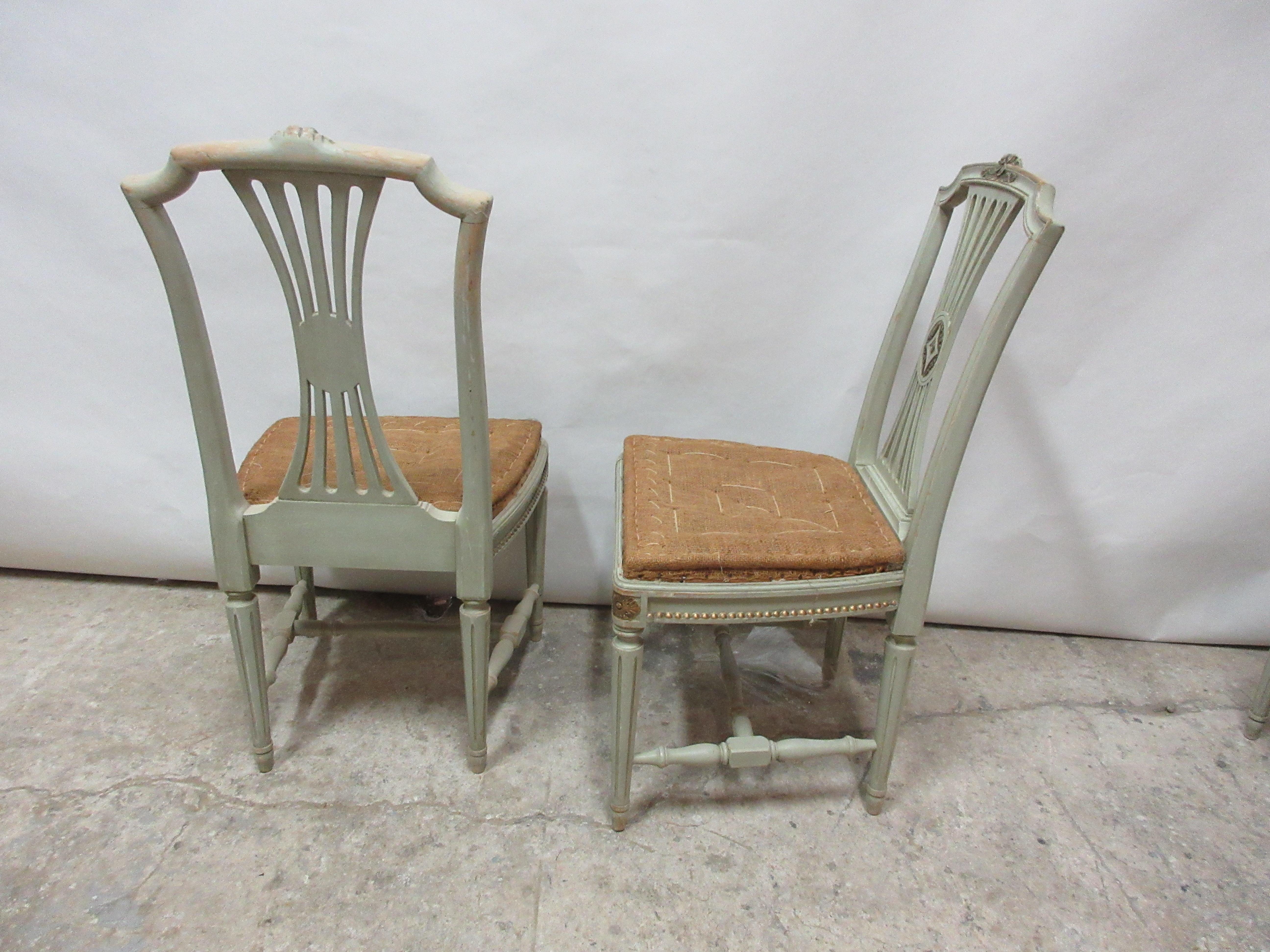 Wood 4 Original Paint Swedish Gustavian Side Chairs