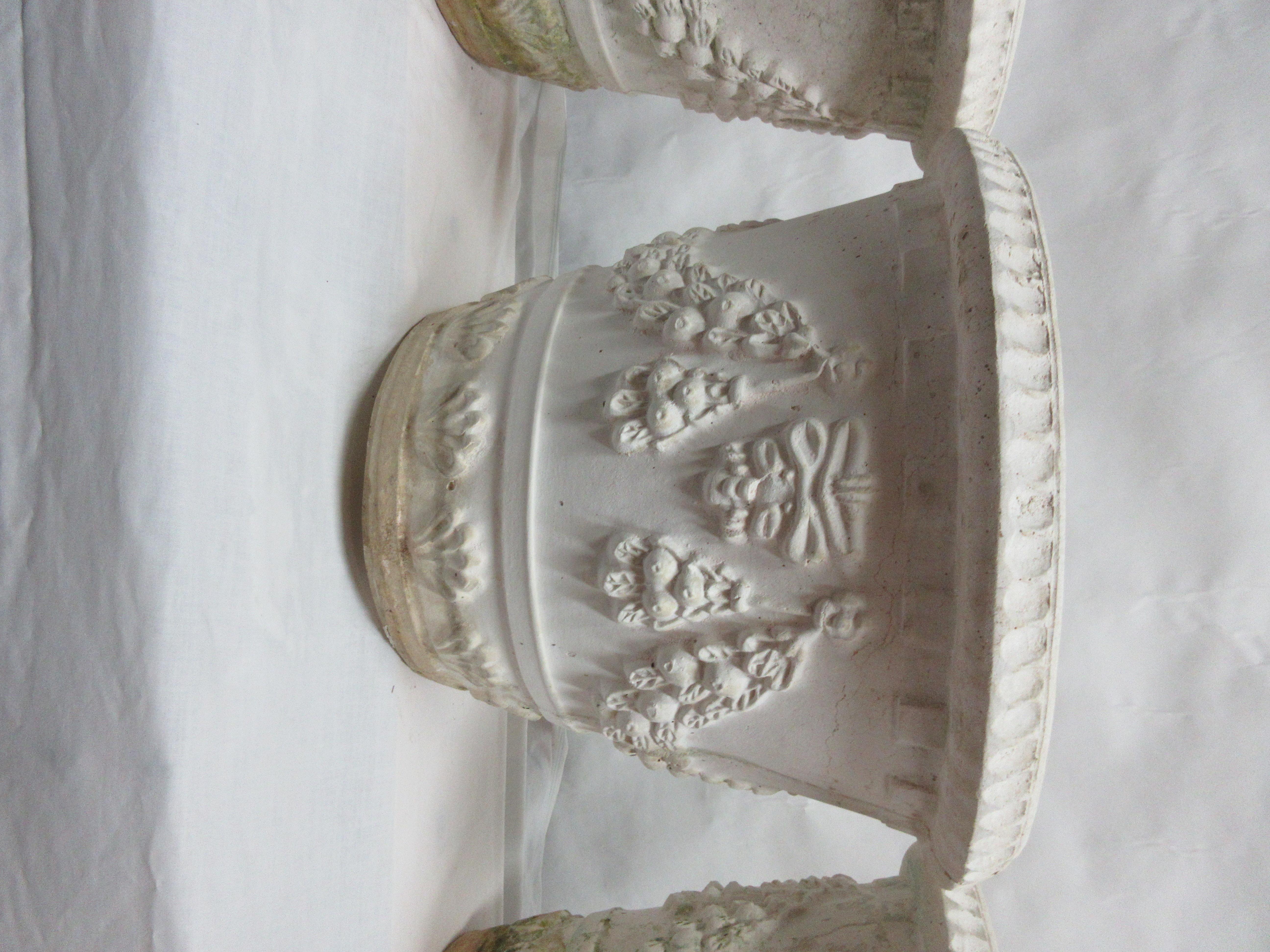 This is a set of 4 Ornate Italian Planters made by one of the TOP Garden Planter companies in Italy, Bitossi, they are in 100% Original condition.