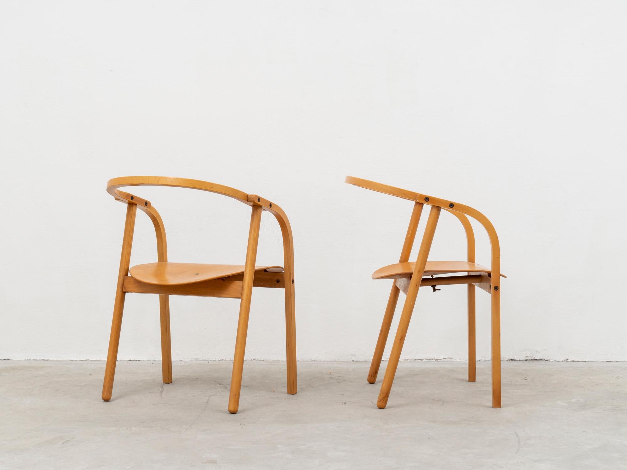 Italian 4 “Otto” Organic Wood Armchairs by Werther Toffoloni & Piero Palange for Ibis  For Sale