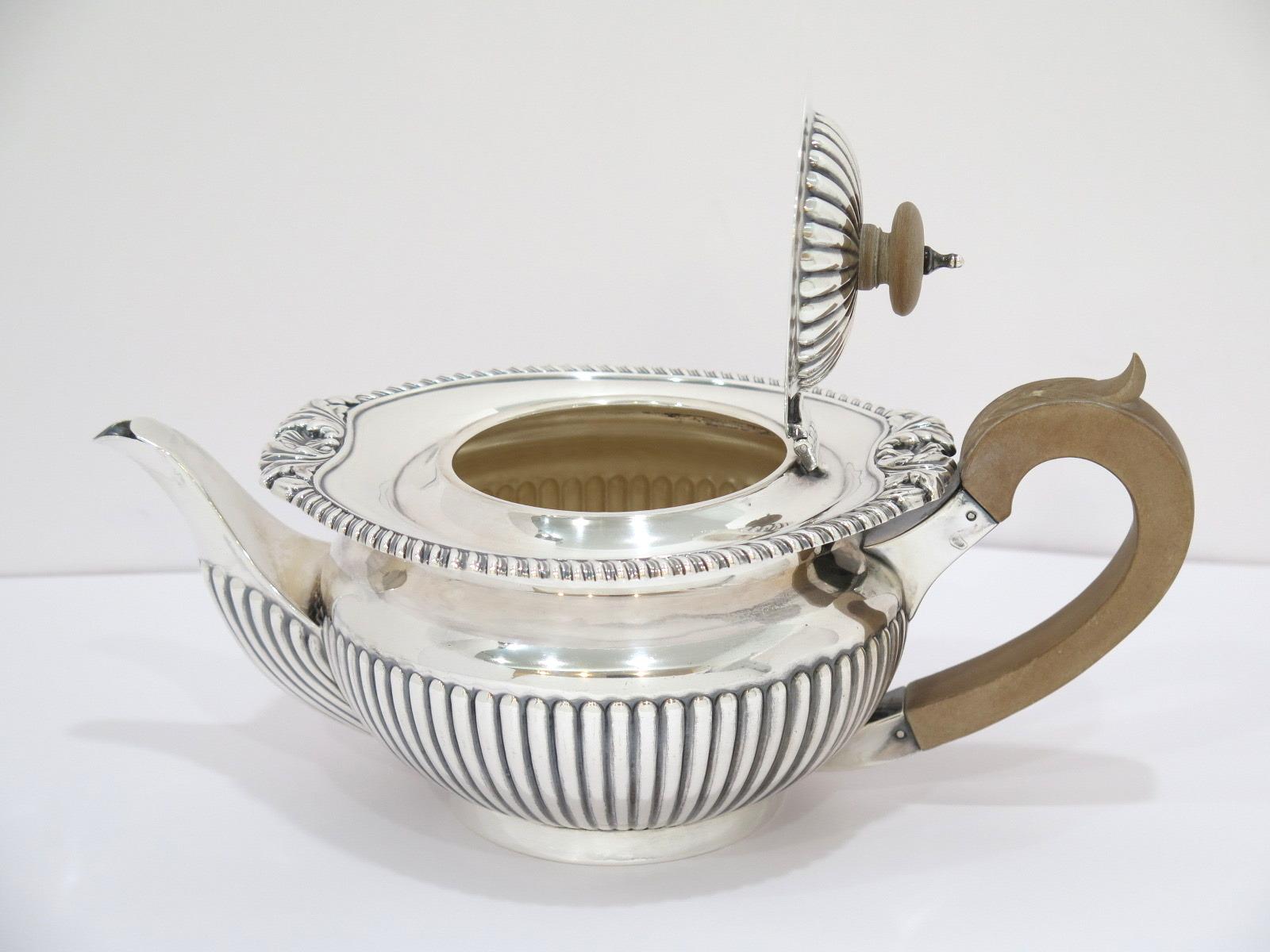 British 4 Pс Sterling Silver Wood Israel Freeman & Son Vintage English Tea / Coffee Set