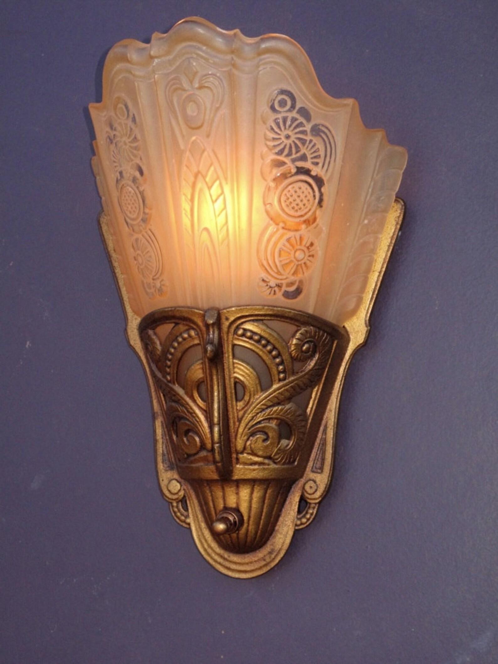 Art Deco Pair Vintage Restored Regal Sconces with Consolidated Shades priced per pair For Sale