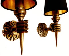 Pair of French Brass Sconces in the style of Arbus