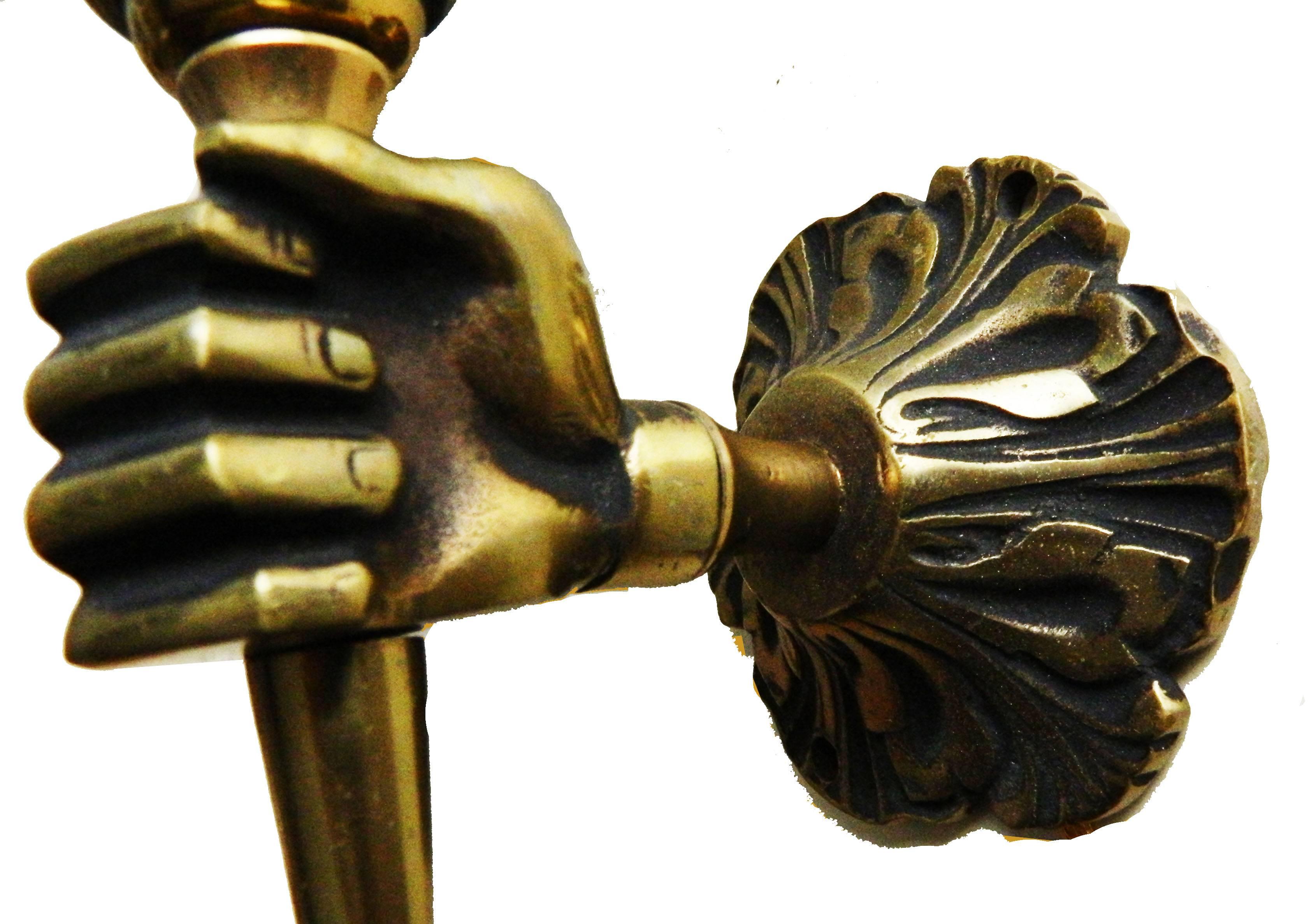 Pair of French Brass Sconces in the style of Arbus  In Good Condition For Sale In Miami, FL