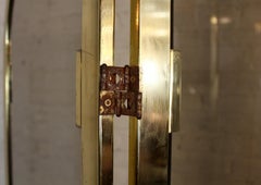 4-Panel Brass & Smoked Glass Folding Screen Attr. Design Institute America