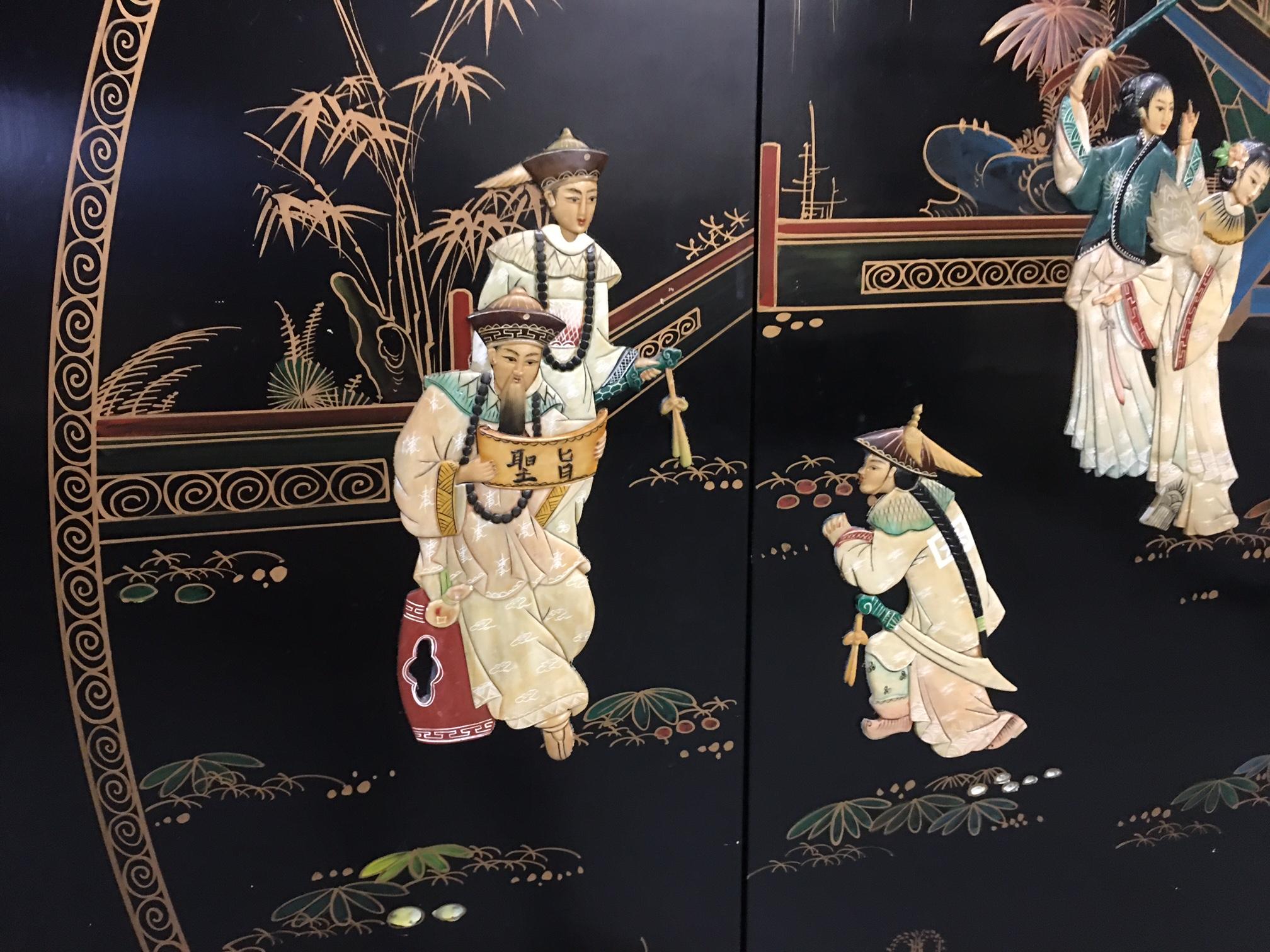 Asian 4-Panel Lacquer Room Divider
