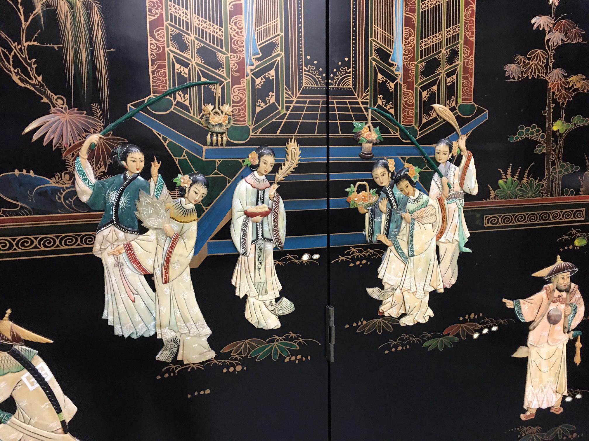 4-Panel Lacquer Room Divider In Good Condition In Pomona, CA