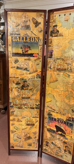 4-Panel Travel/Nautical Themed Decoupage Room Screen or Divider
