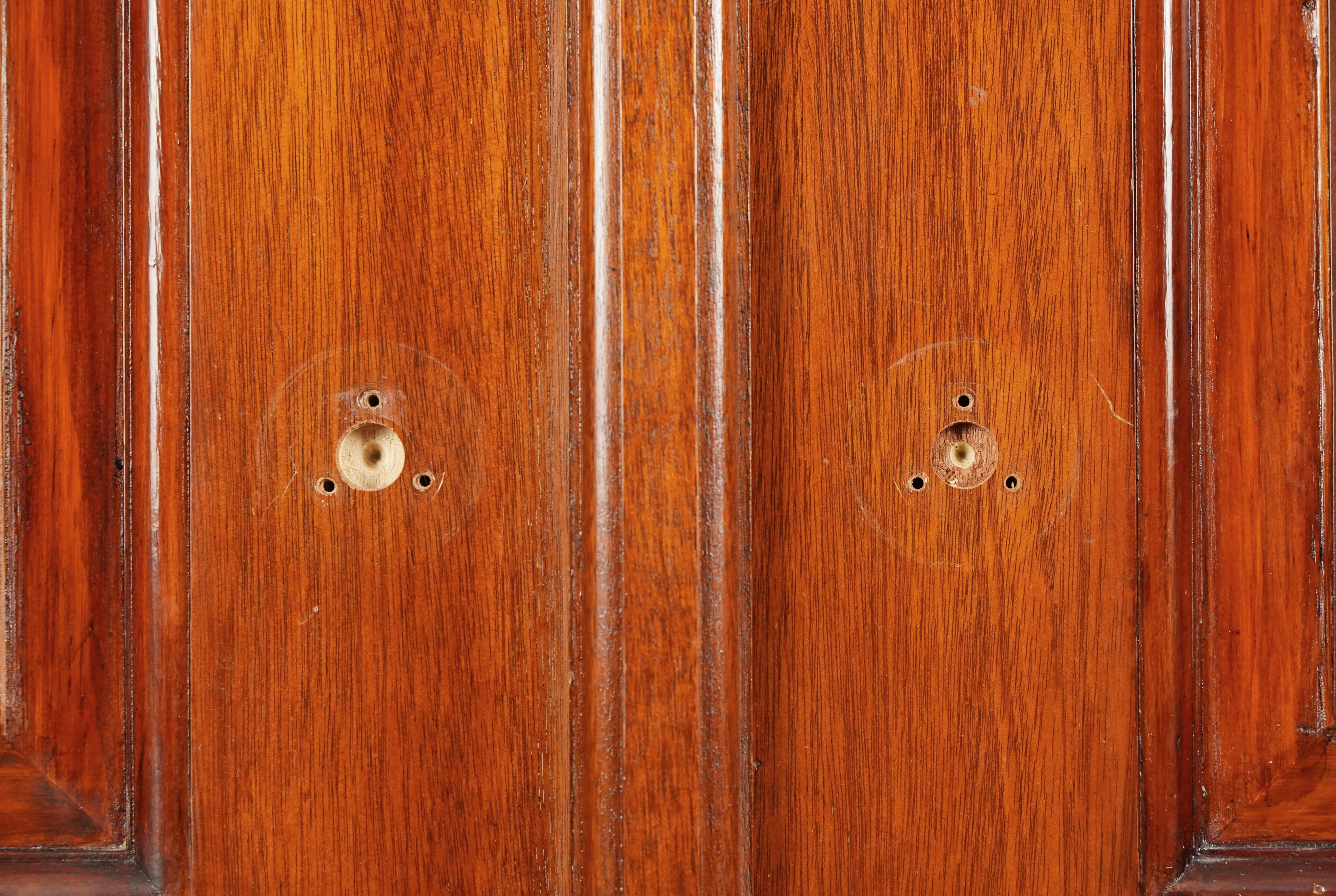 American 4 Panel Walnut & Mahogany Arched Double Doors 104.5 x 48.5 in. For Sale