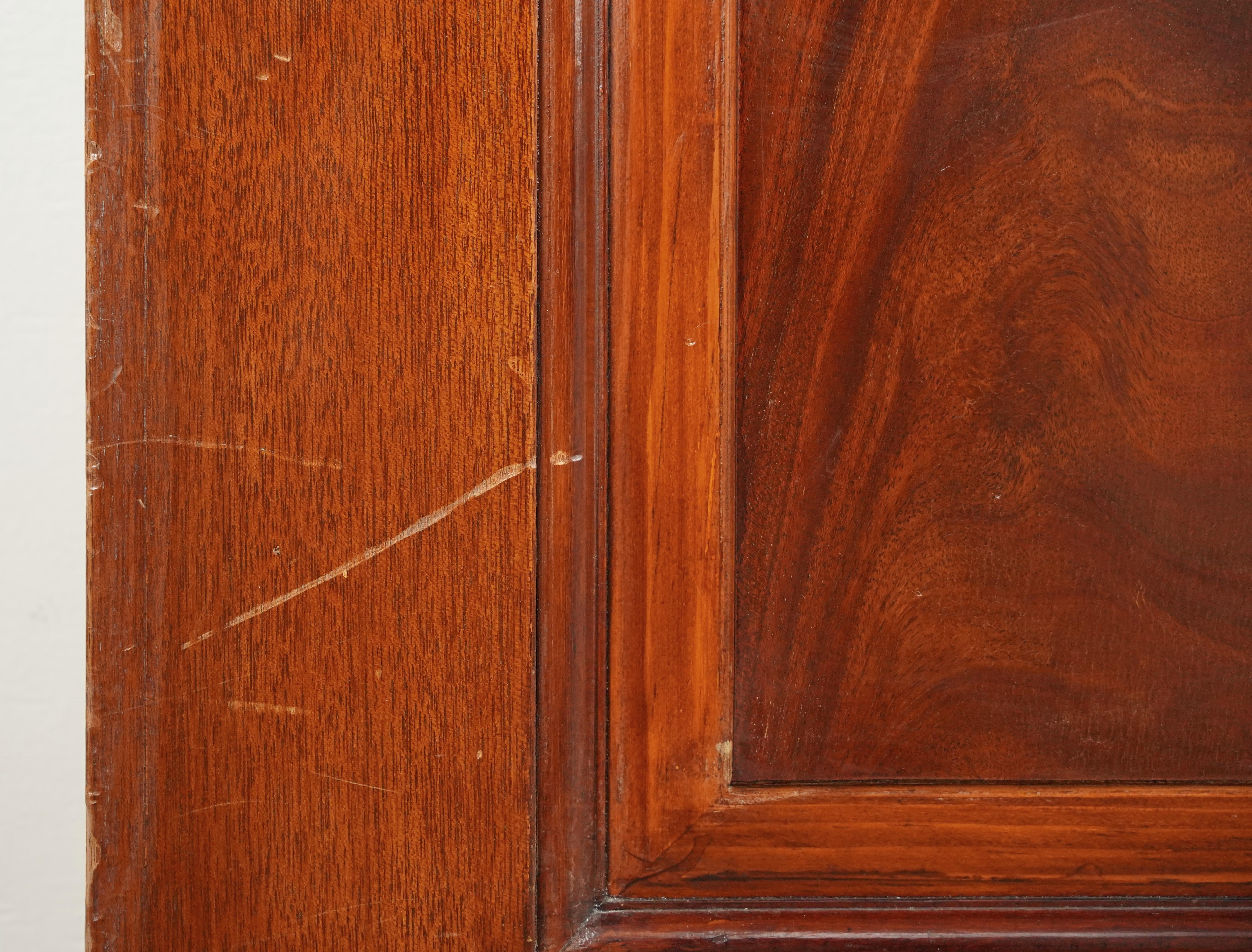 20th Century 4 Panel Walnut & Mahogany Arched Double Doors 104.5 x 48.5 in. For Sale