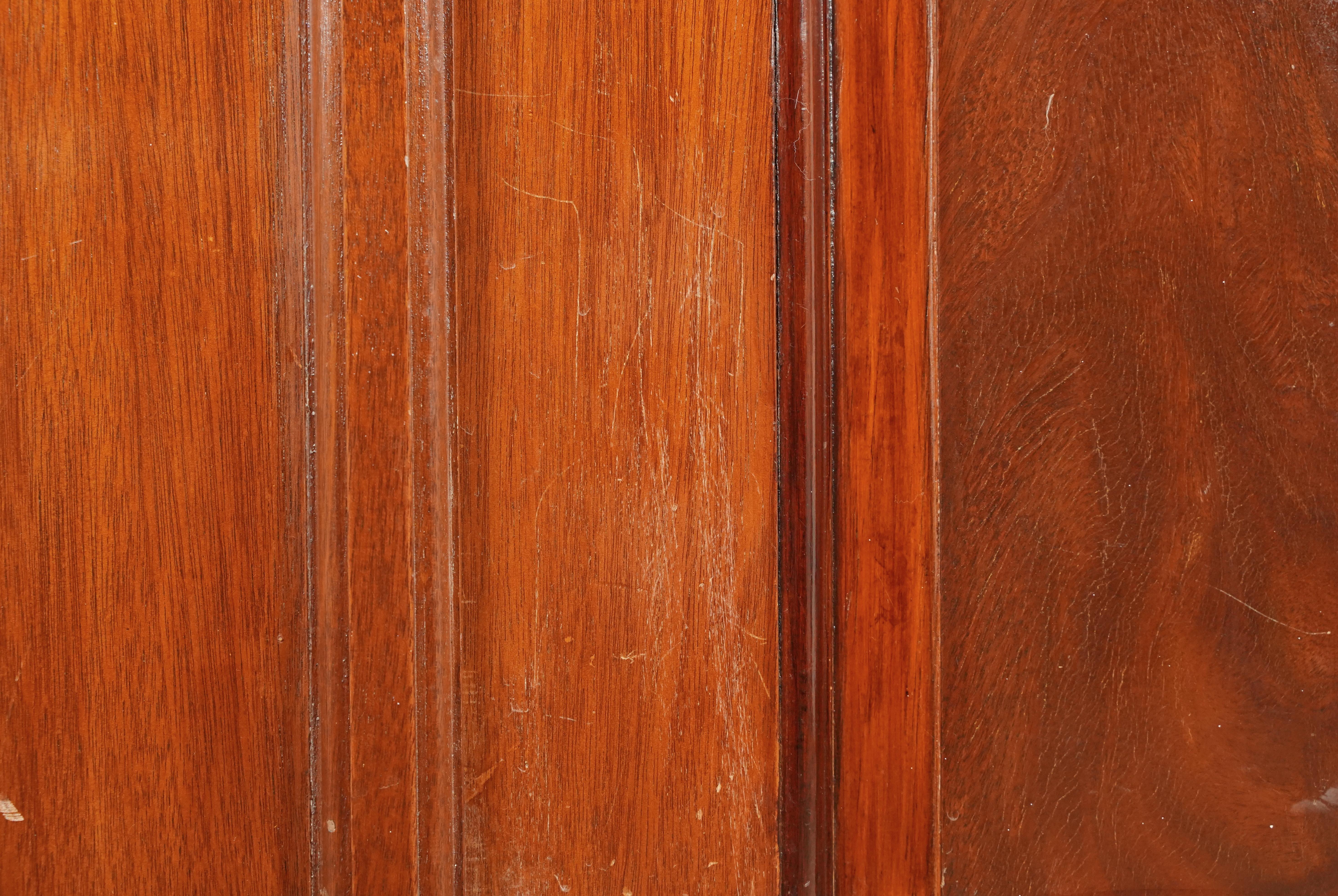 4 Panel Walnut & Mahogany Arched Double Doors 104.5 x 48.5 in. For Sale 2