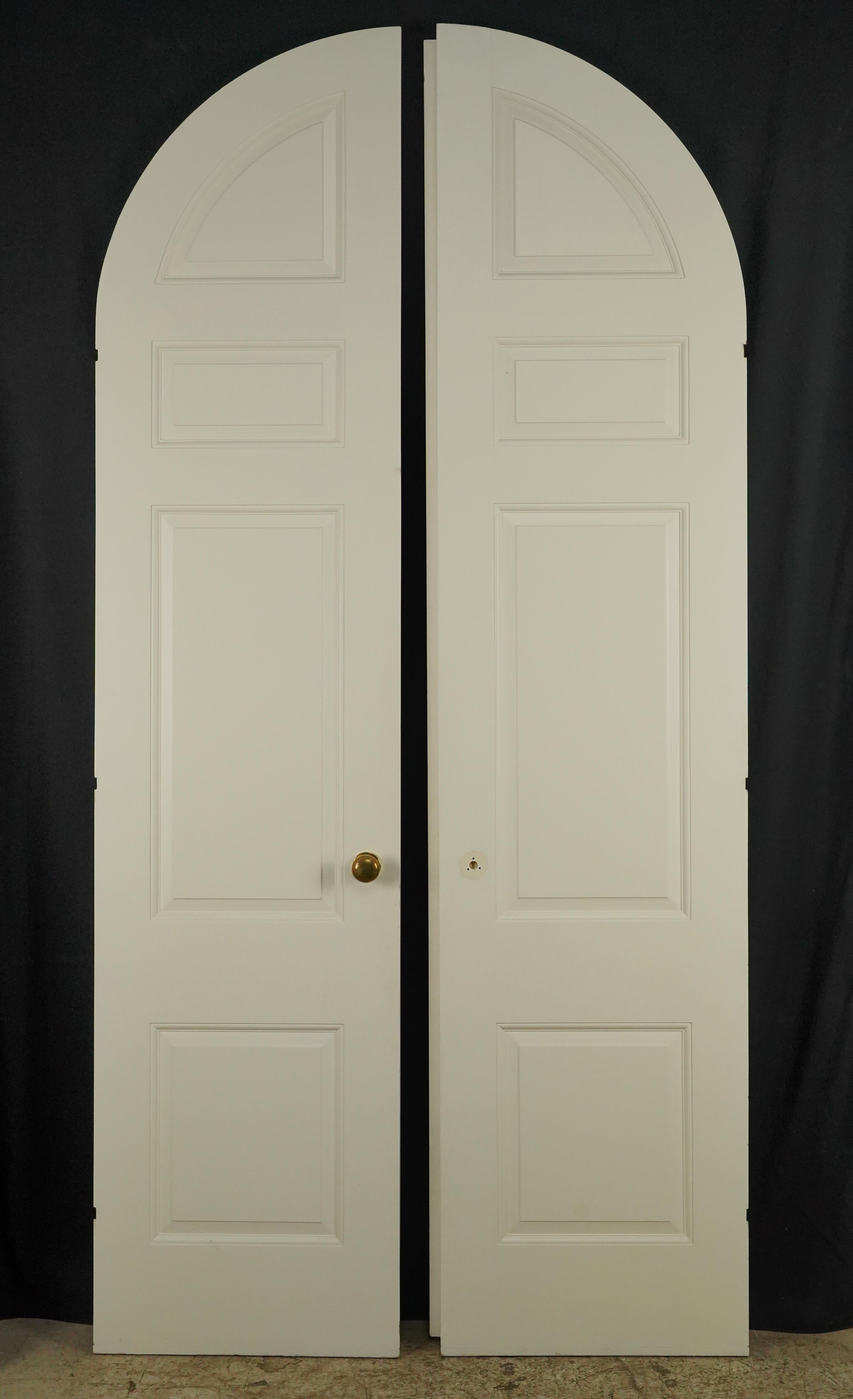 4 Panel Walnut & Mahogany Arched Double Doors 104.5 x 48.5 in. For Sale 3