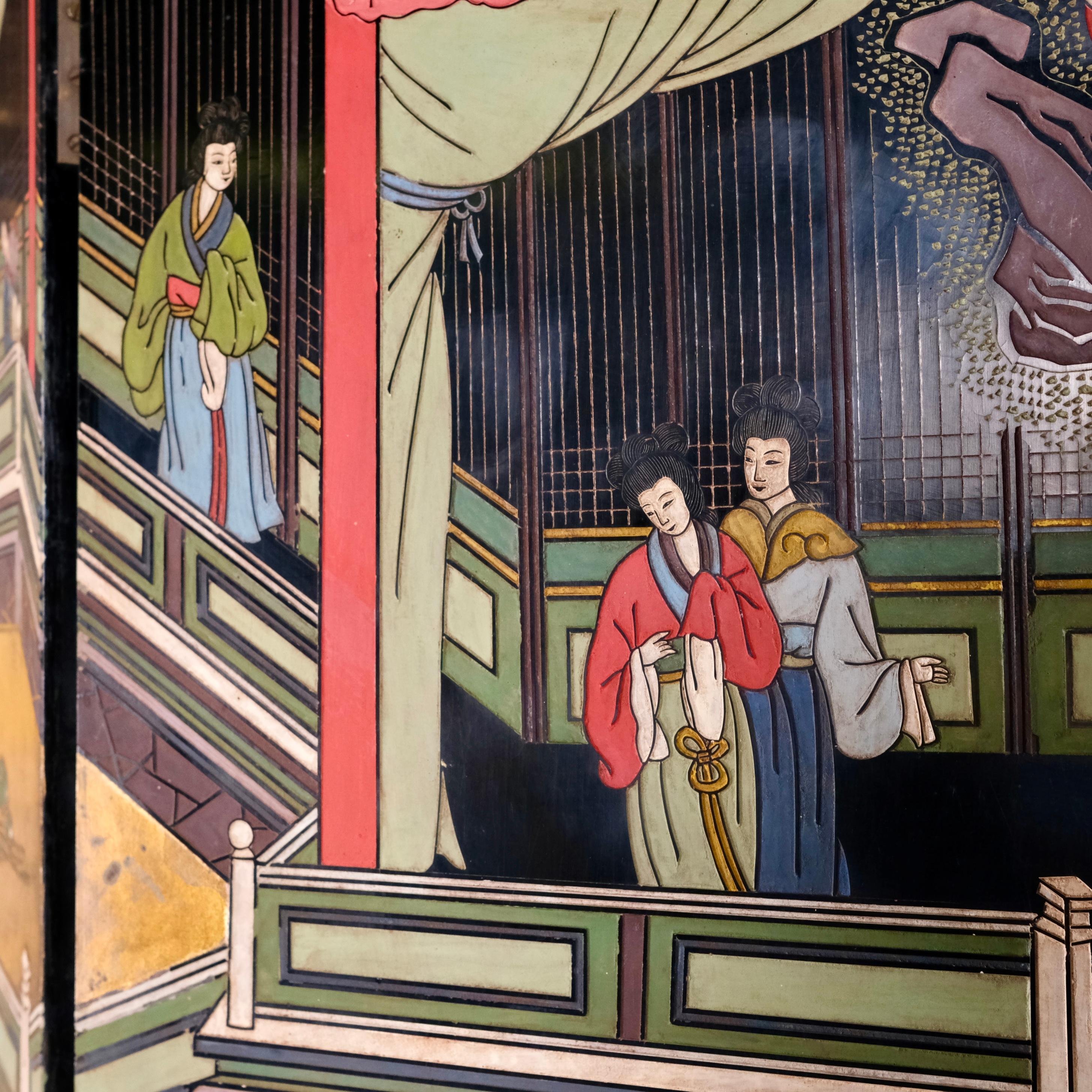 4 panels Coromandel lacquer screen, China, beginning of 20th century 2