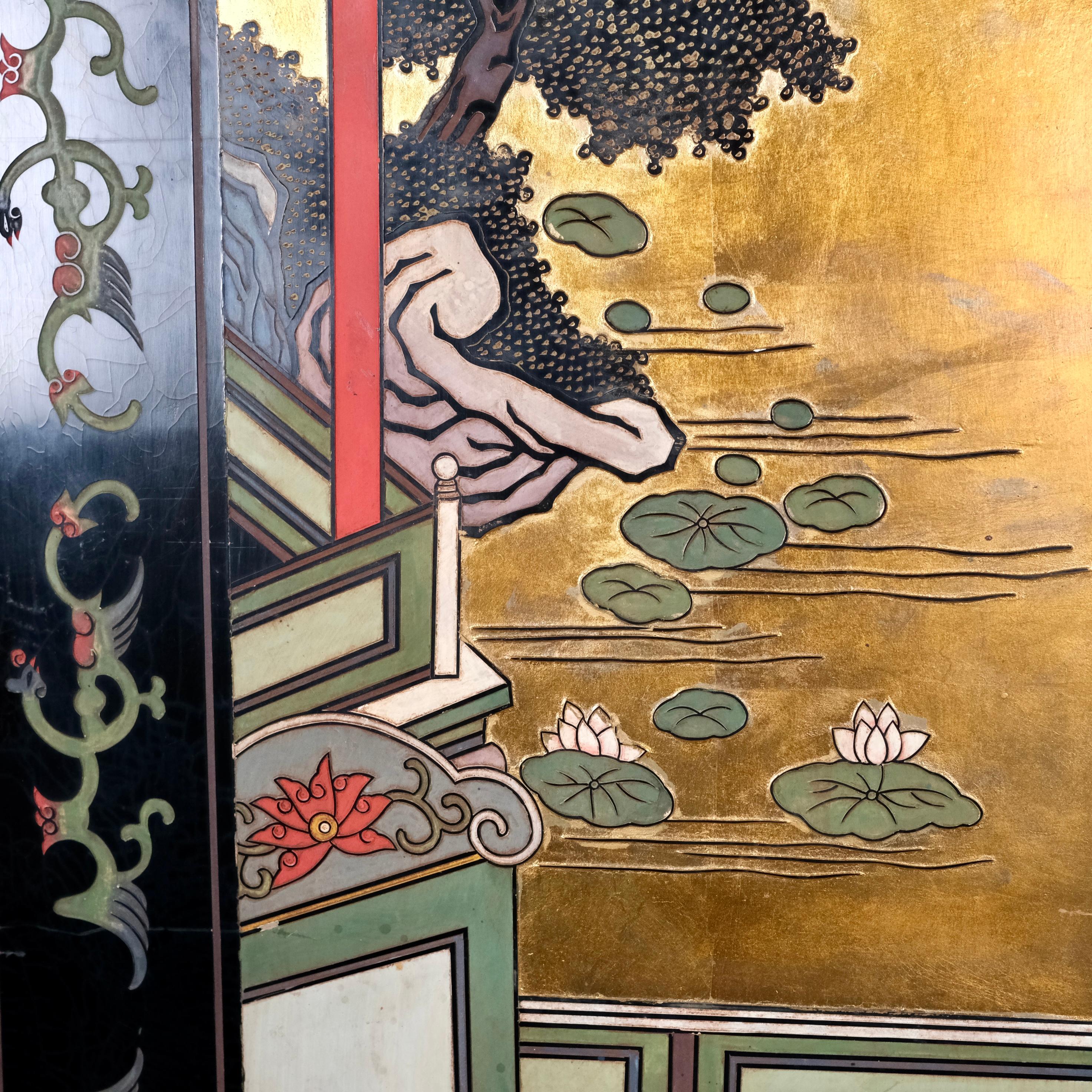 4 panels Coromandel lacquer screen, China, beginning of 20th century 4