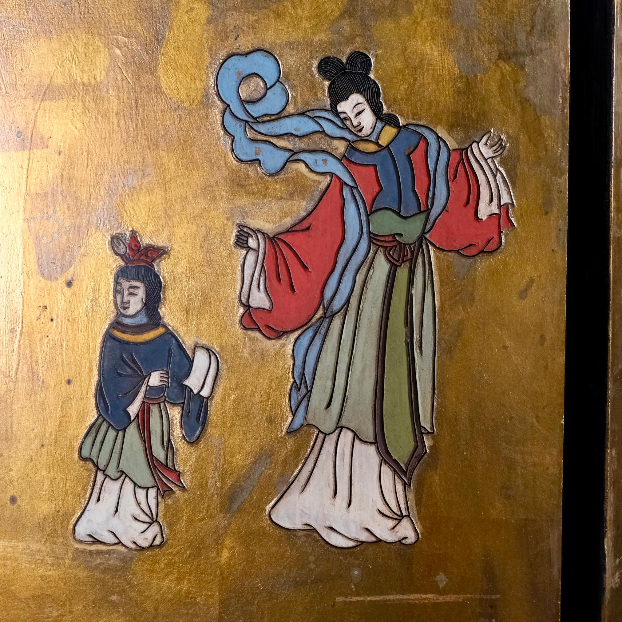 4 panels Coromandel lacquer screen, China, beginning of 20th century 5