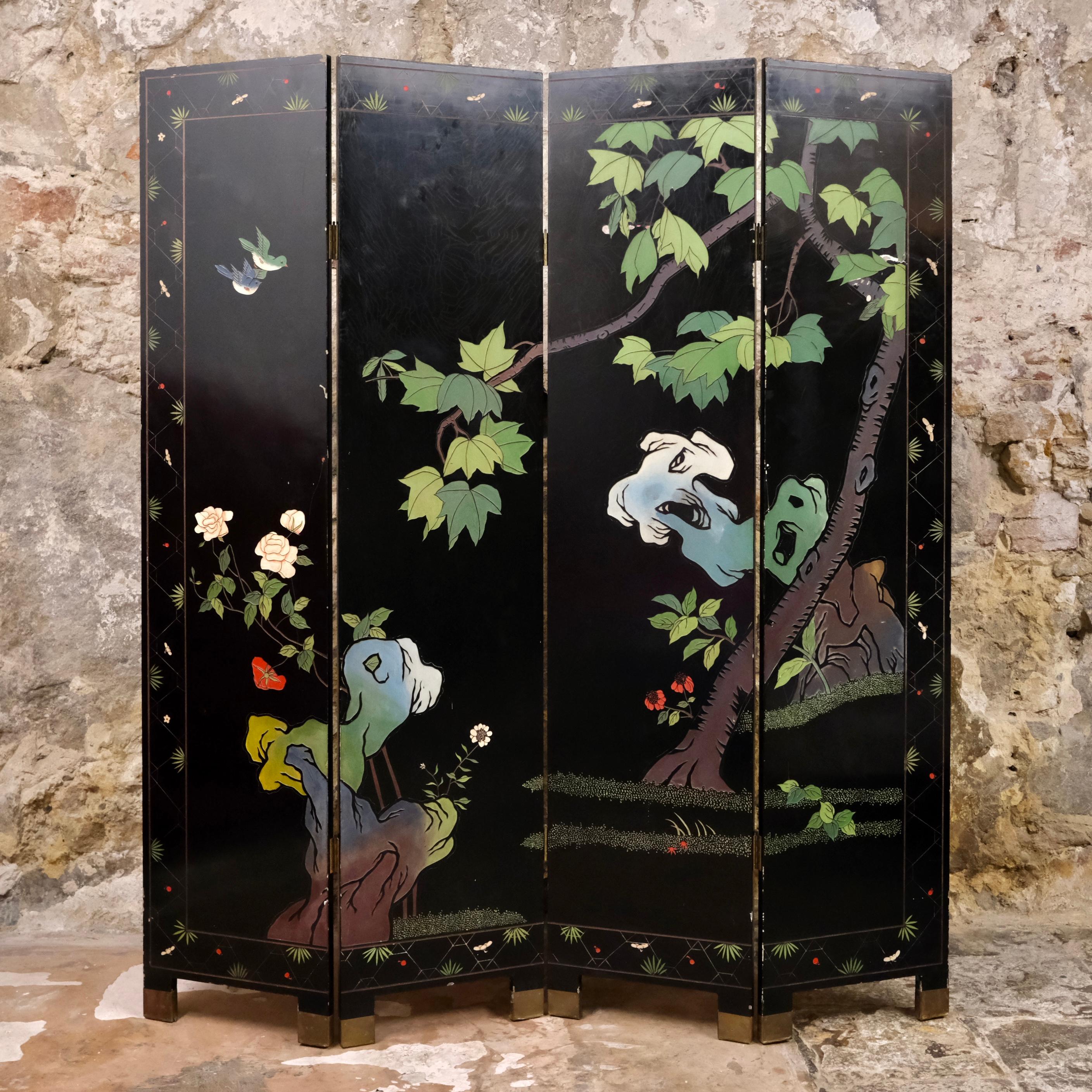 4 panels Coromandel lacquer screen, China, beginning of 20th century 7