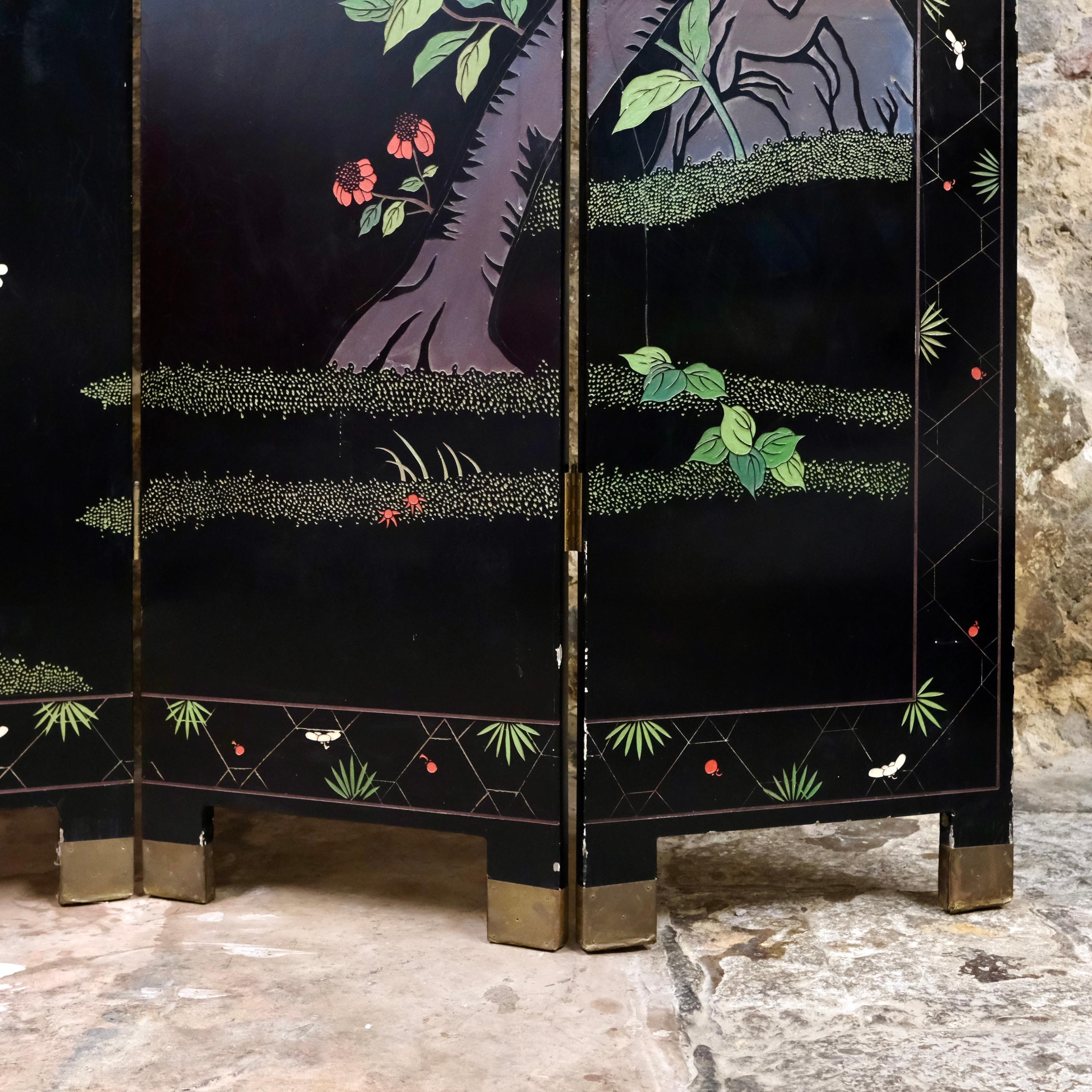 4 panels Coromandel lacquer screen, China, beginning of 20th century 8