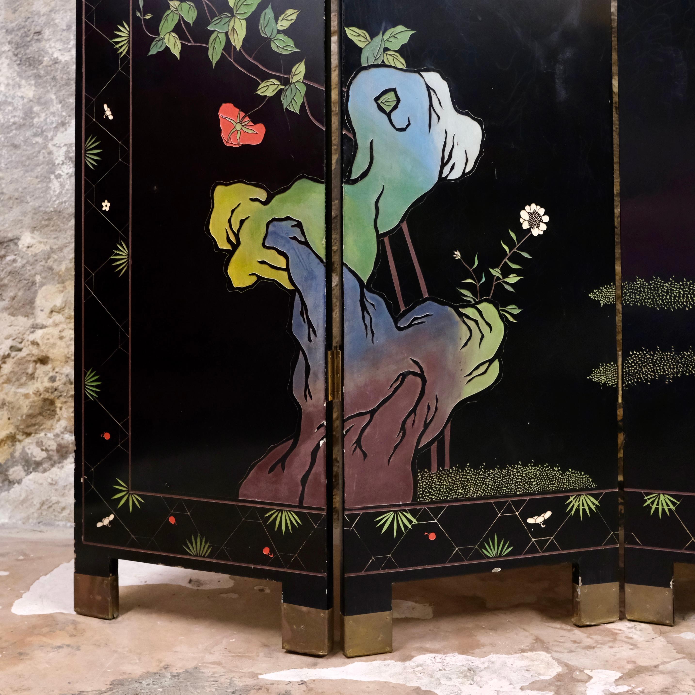 4 panels Coromandel lacquer screen, China, beginning of 20th century 9