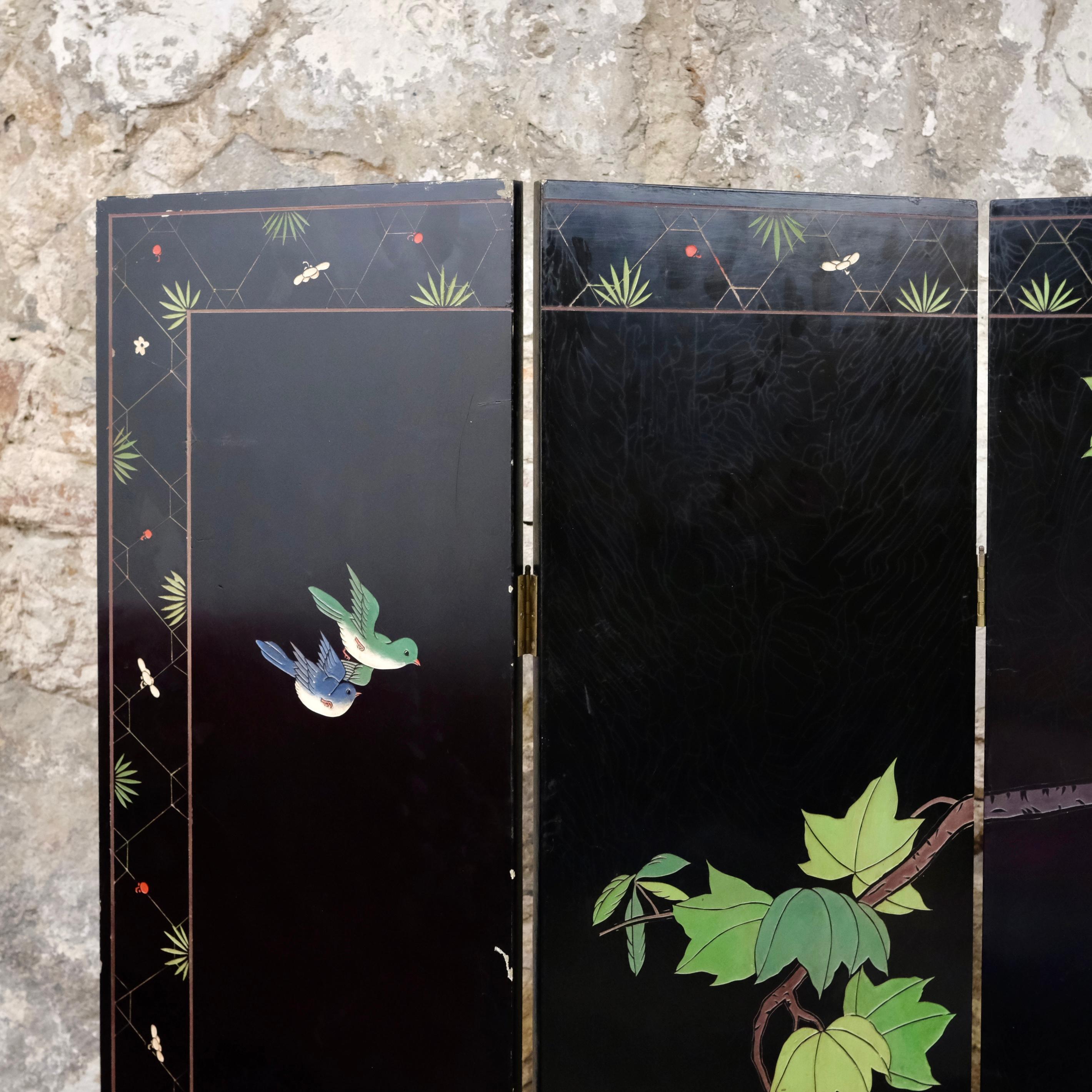 4 panels Coromandel lacquer screen, China, beginning of 20th century 10