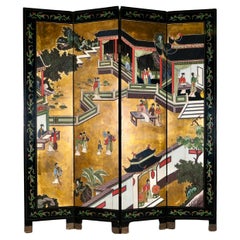 4 panels Coromandel lacquer screen, China, beginning of 20th century