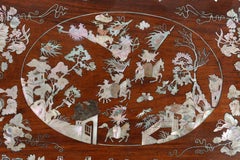 4 Panels of a Wooden Box with Mother of Pearl Inlay, Chinese Scenes.