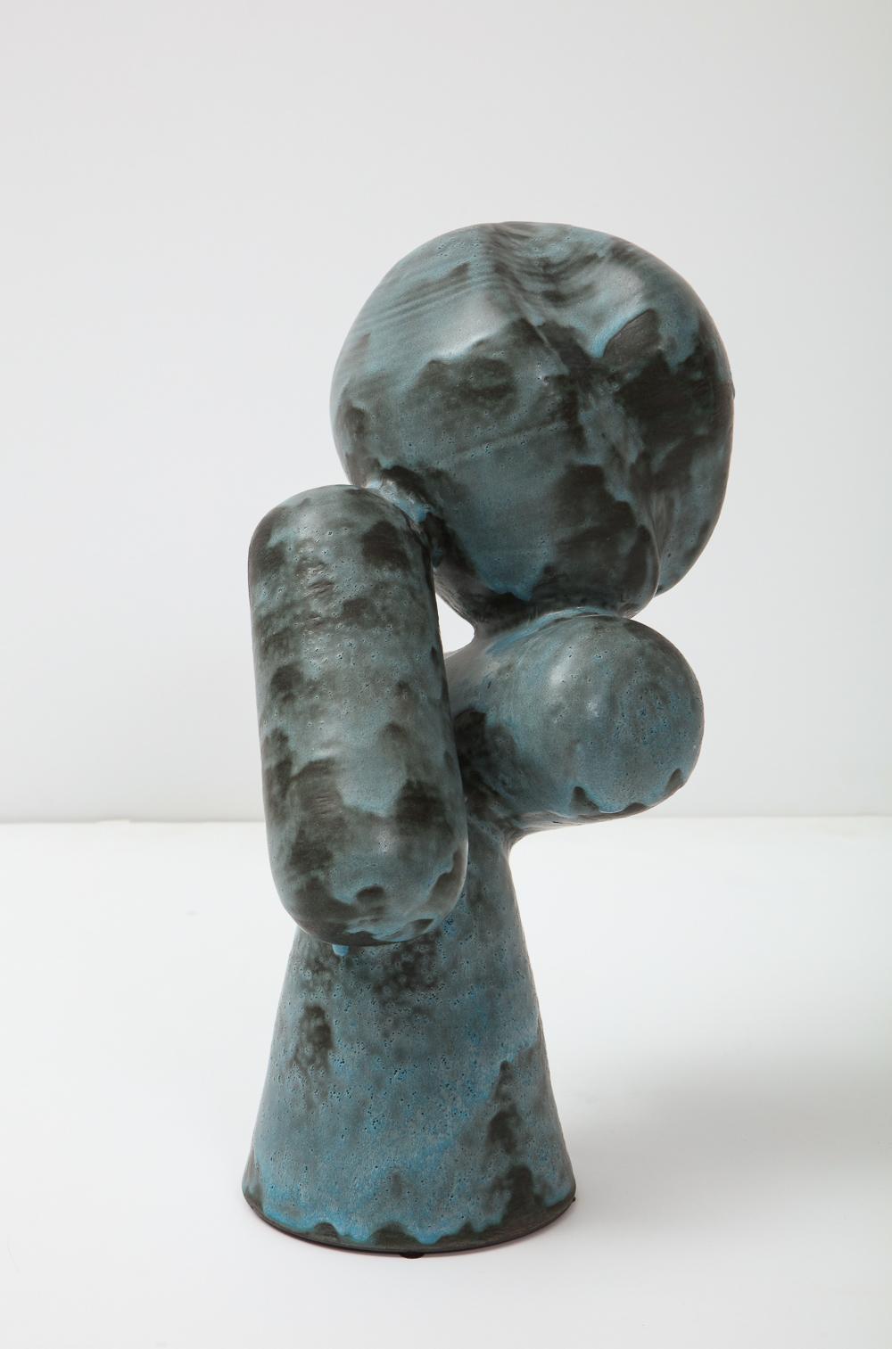 4 pc. assemblage sculpture #4 by David Haskell. Ceramic sculpture with blue glazes. Signed on underside.
   