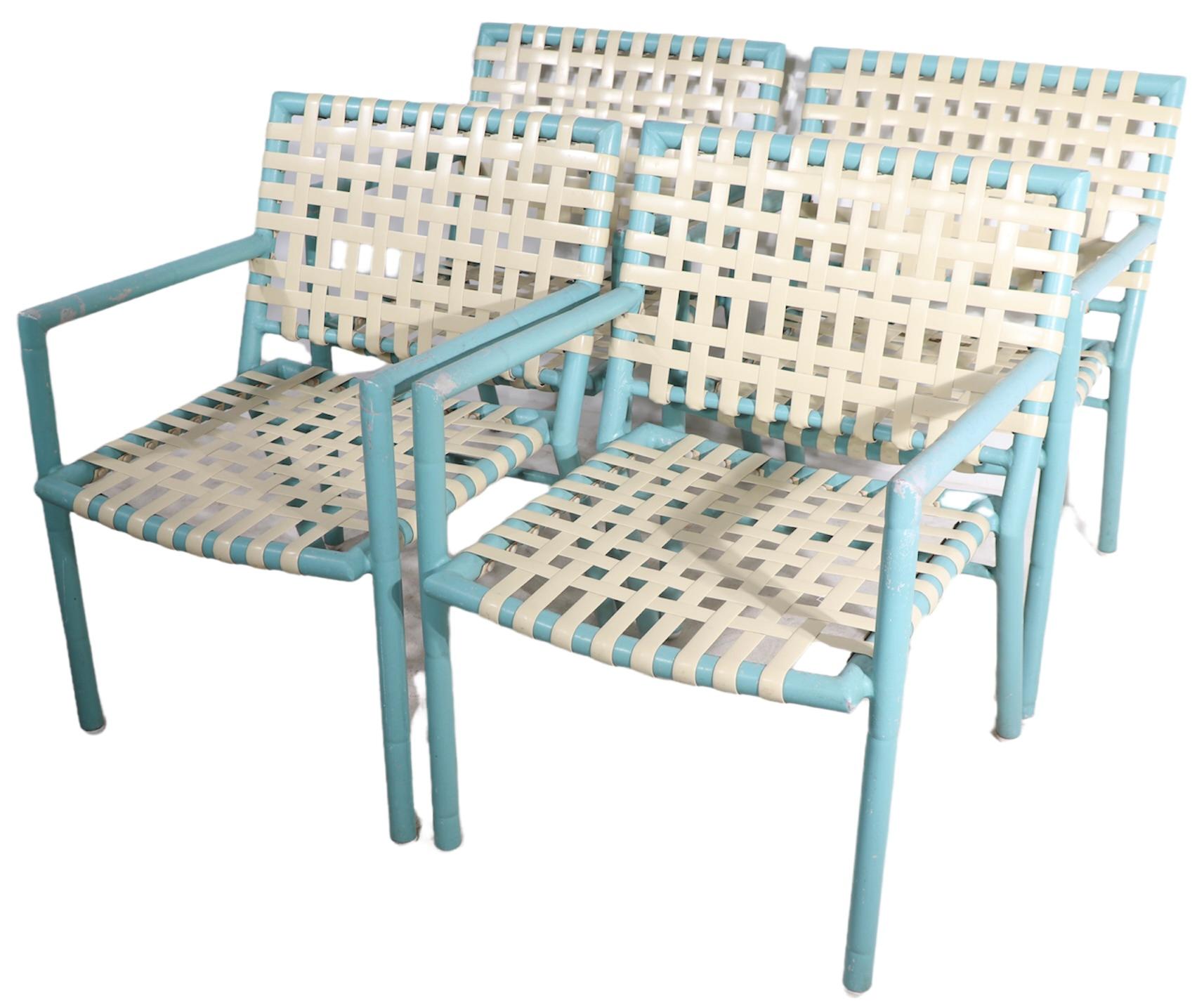 Mid-Century Modern 4 Pc. Faux Bamboo Garden Patio Poolside Chairs by Hauser Made in USA Ca. 1970's For Sale