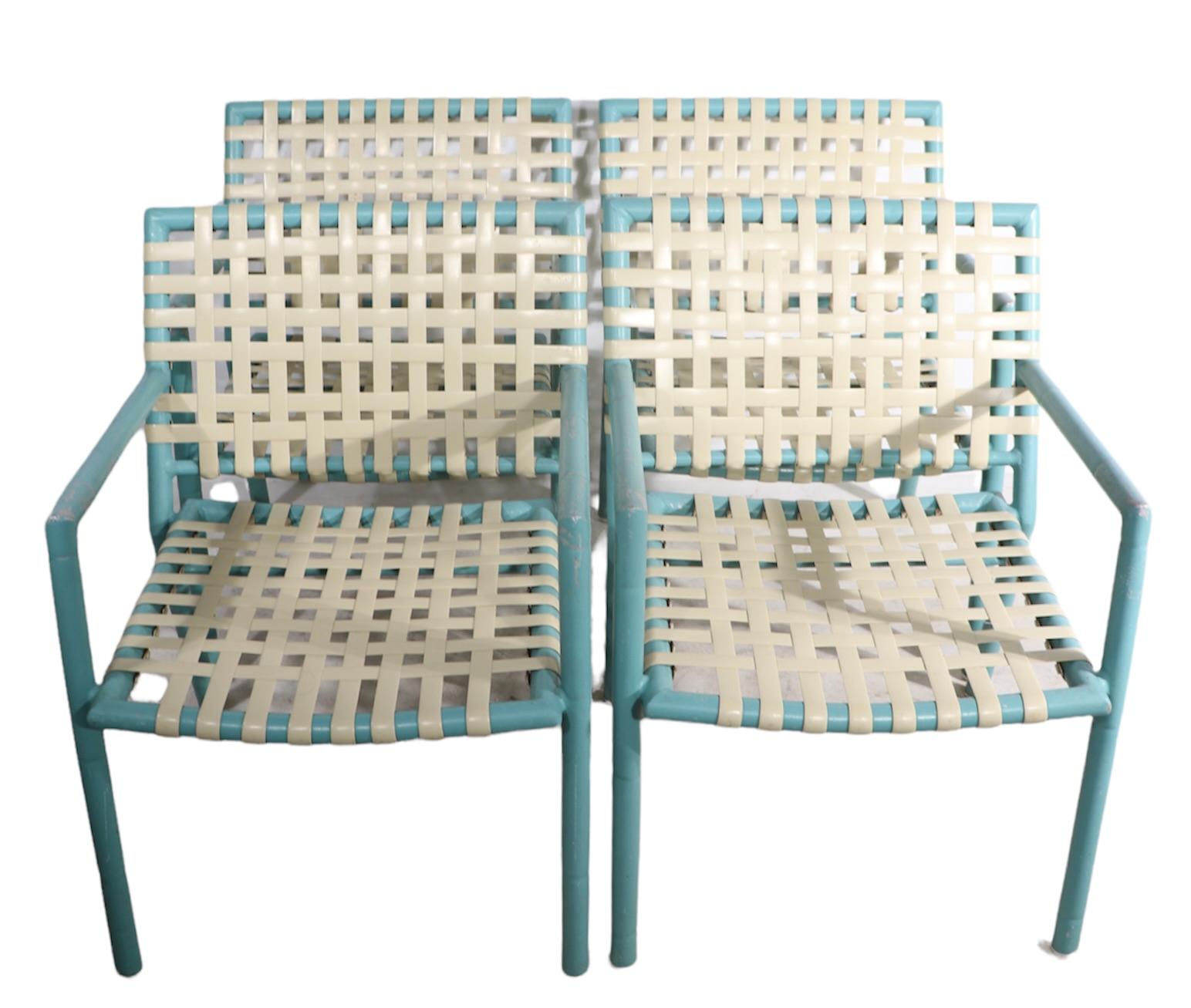 4 Pc. Fauteuils de jardin en faux bambou pour patio par Hauser, fabriqués aux États-Unis vers 1970 Bon état - En vente à New York, NY