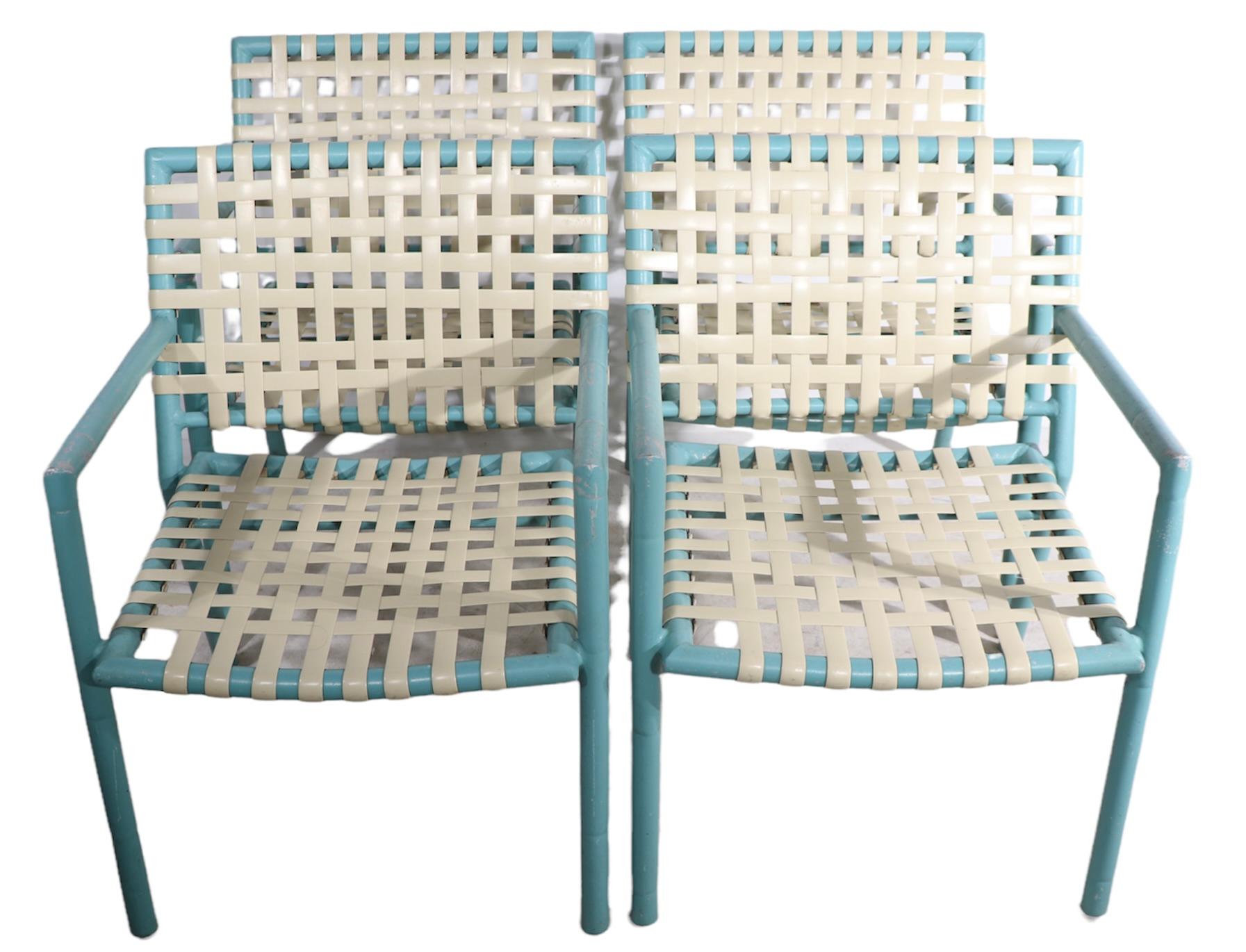 4 Pc. Faux Bamboo Garden Patio Poolside Chairs by Hauser Made in USA Ca. 1970's In Good Condition For Sale In New York, NY