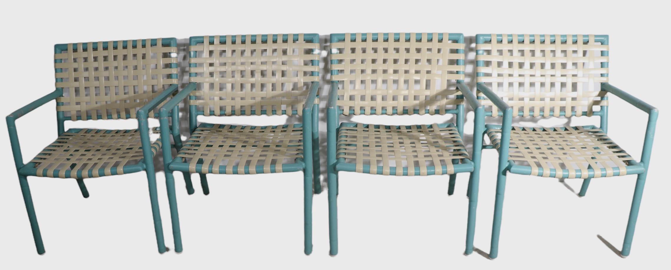 Aluminium 4 Pc. Fauteuils de jardin en faux bambou pour patio par Hauser, fabriqués aux États-Unis vers 1970 en vente