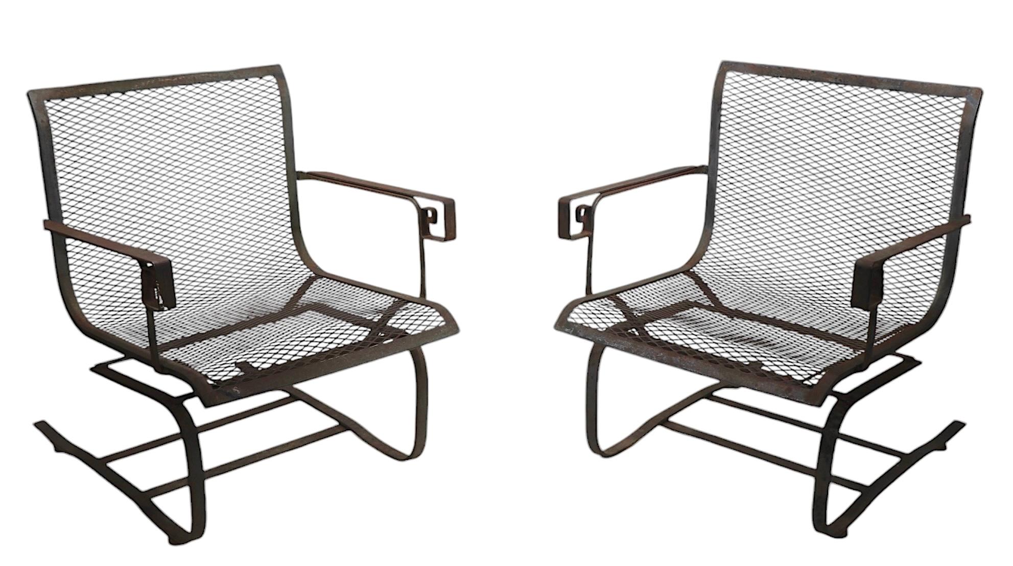 4 pc. Garden Patio Chairs and Ottomans att. to Tempestini for Salterini c 1950's For Sale 7