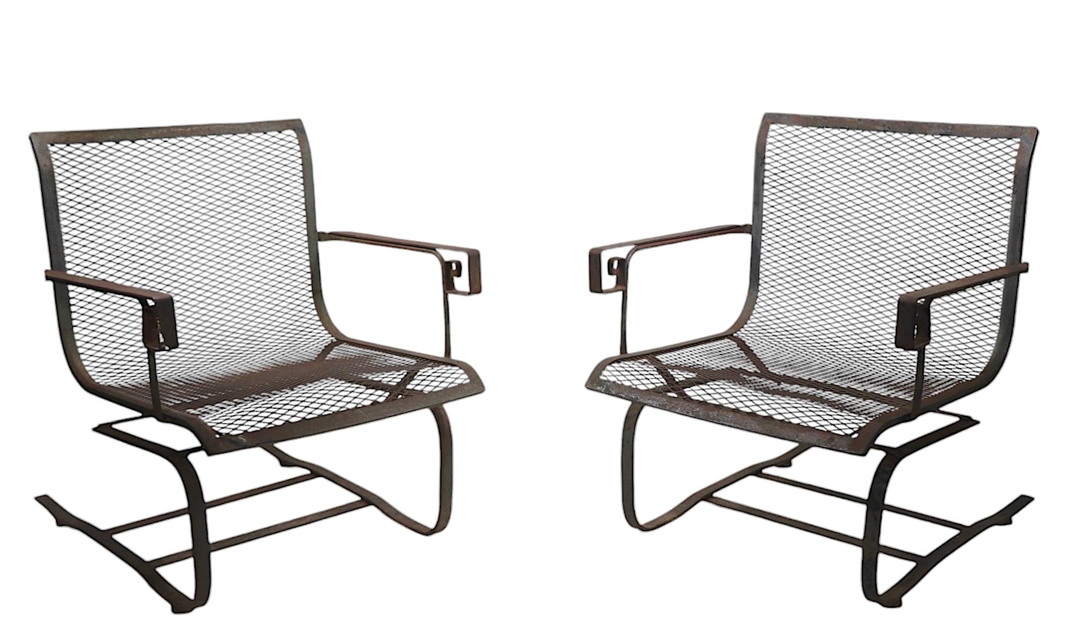 4 pc. Garden Patio Chairs and Ottomans att. to Tempestini for Salterini c 1950's For Sale 8