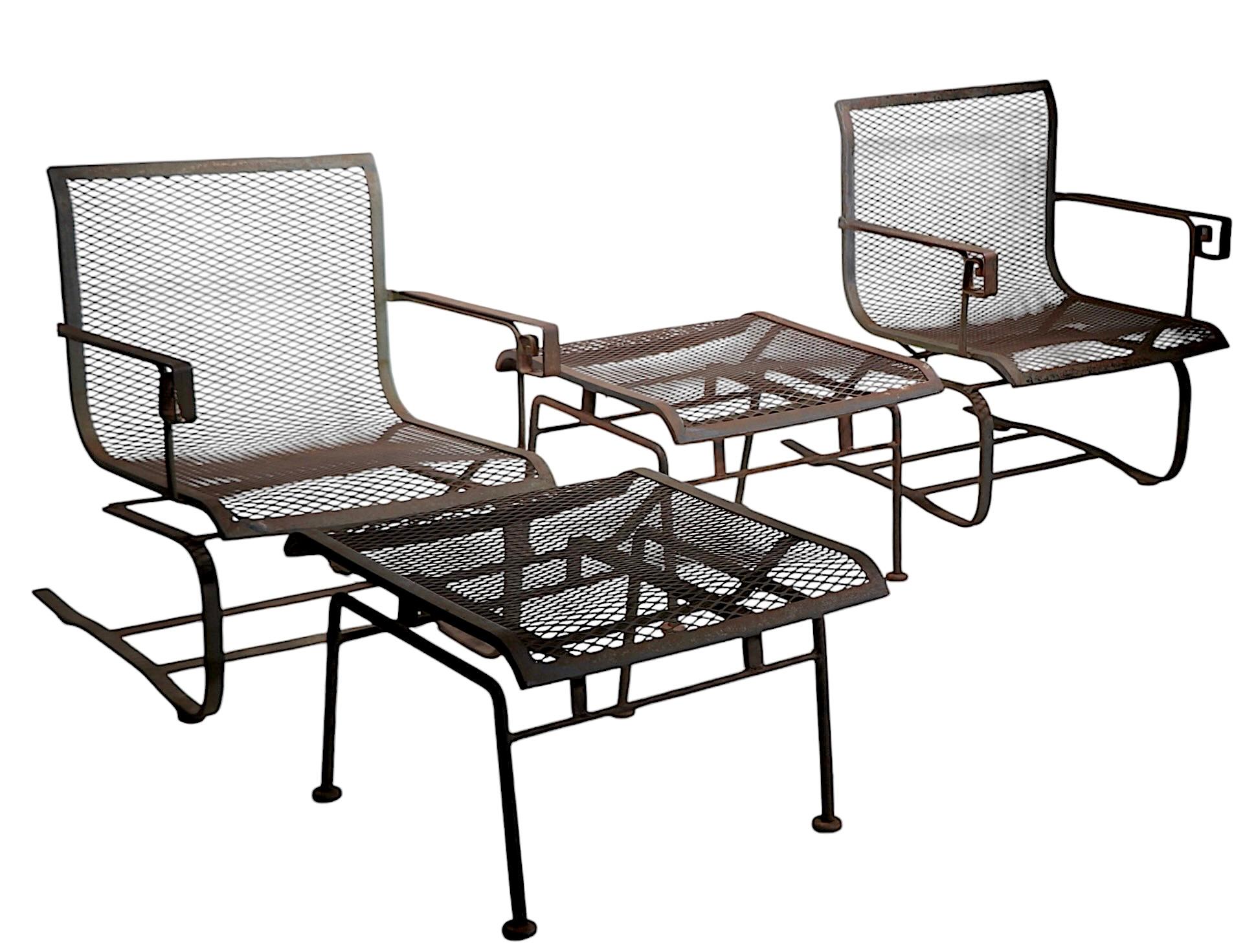 4 pc. Garden Patio Chairs and Ottomans att. to Tempestini for Salterini c 1950's For Sale 10