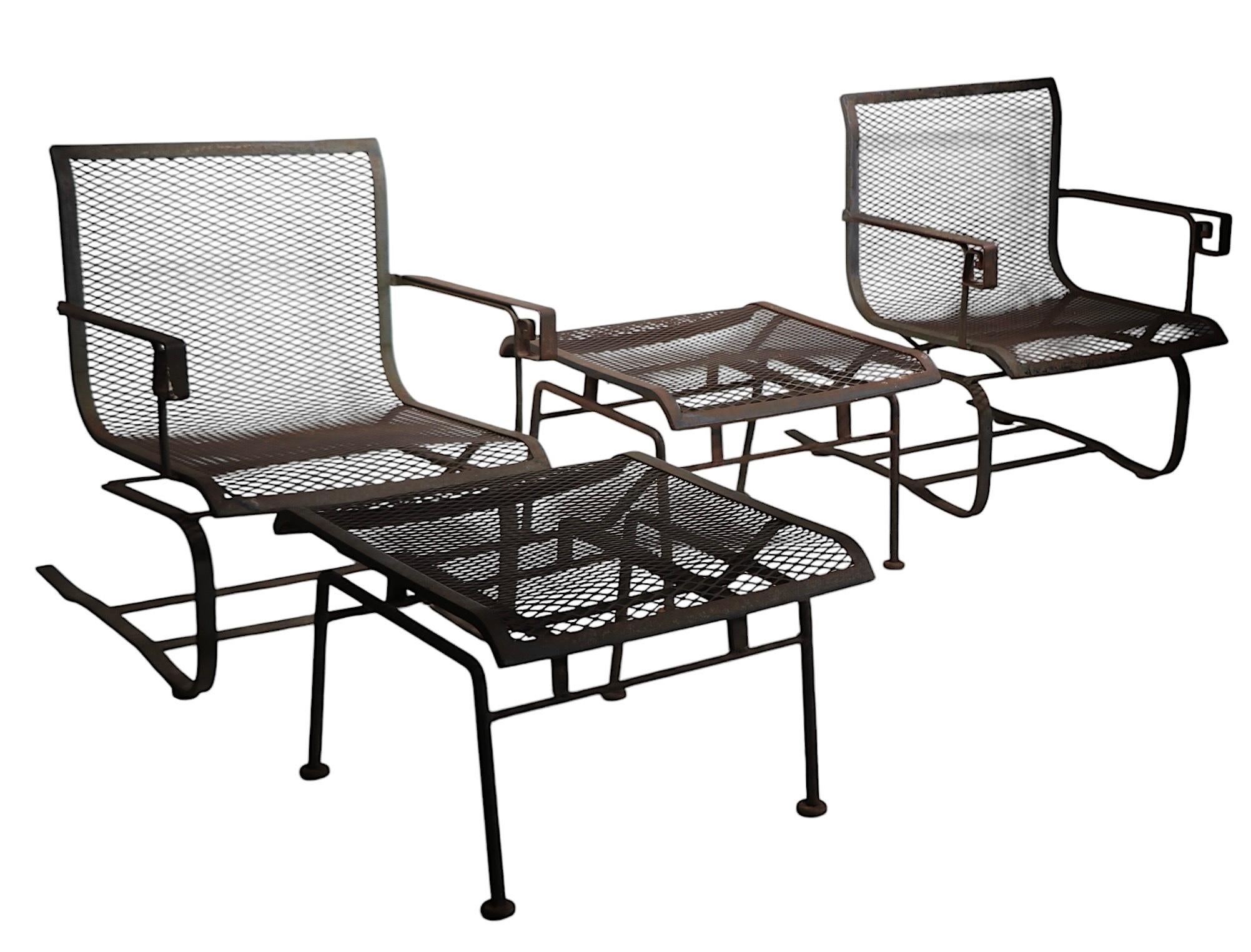 American 4 pc. Garden Patio Chairs and Ottomans att. to Tempestini for Salterini c 1950's For Sale