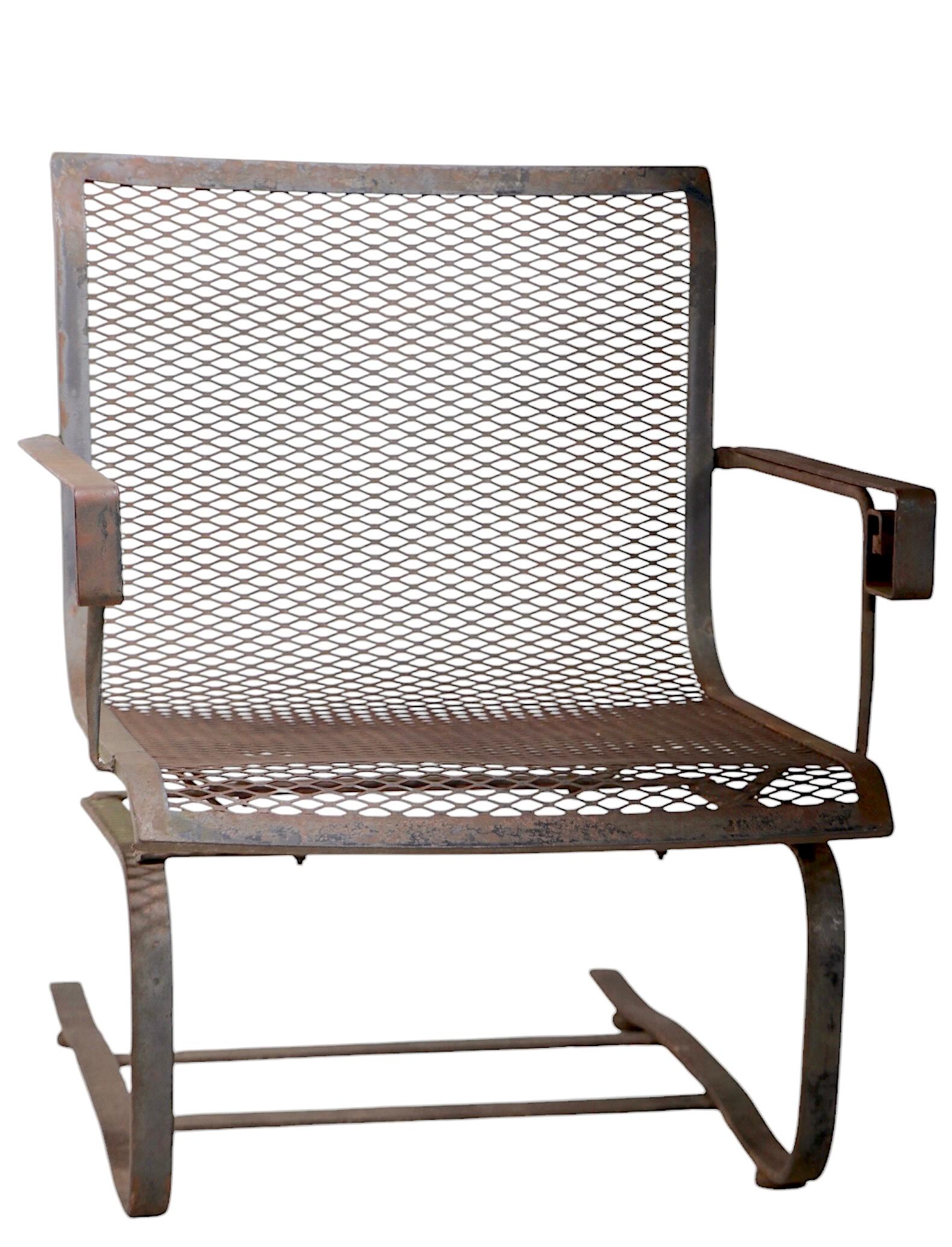 4 pc. Garden Patio Chairs and Ottomans att. to Tempestini for Salterini c 1950's In Good Condition For Sale In New York, NY