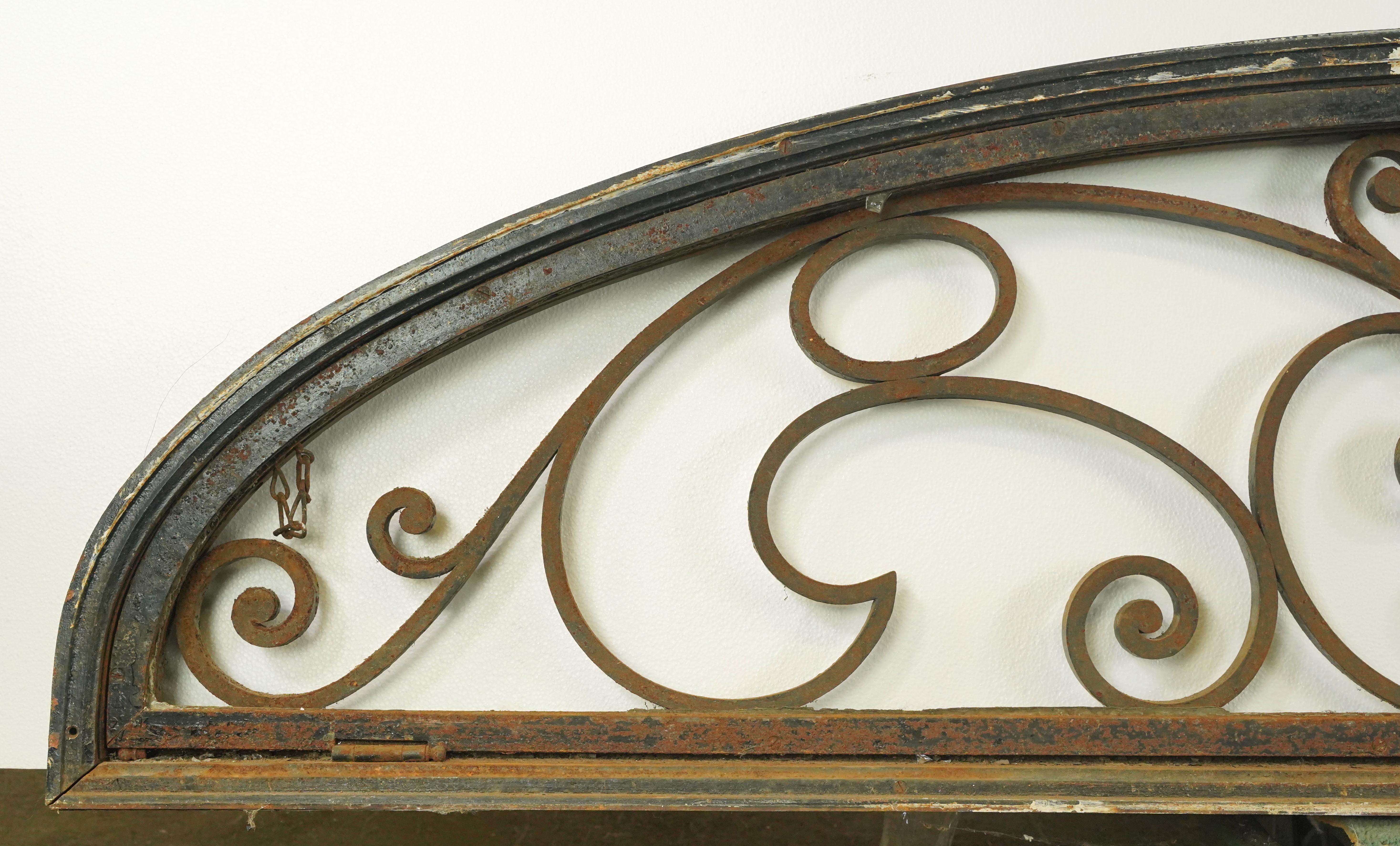 4 Pc Set Cast Iron & Glass Door w 2 Sidelights & Transom For Sale 7
