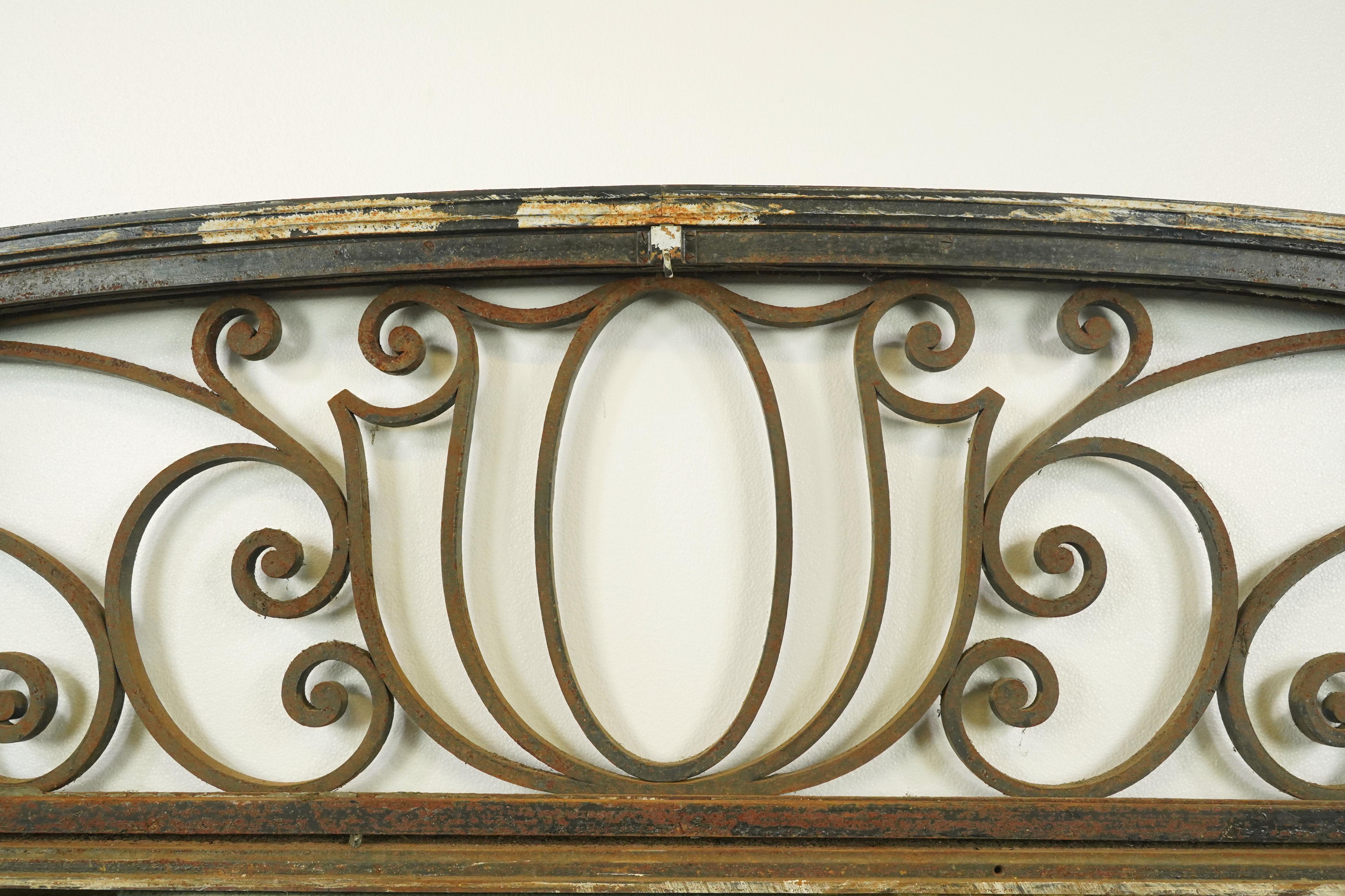 4 Pc Set Cast Iron & Glass Door w 2 Sidelights & Transom For Sale 8