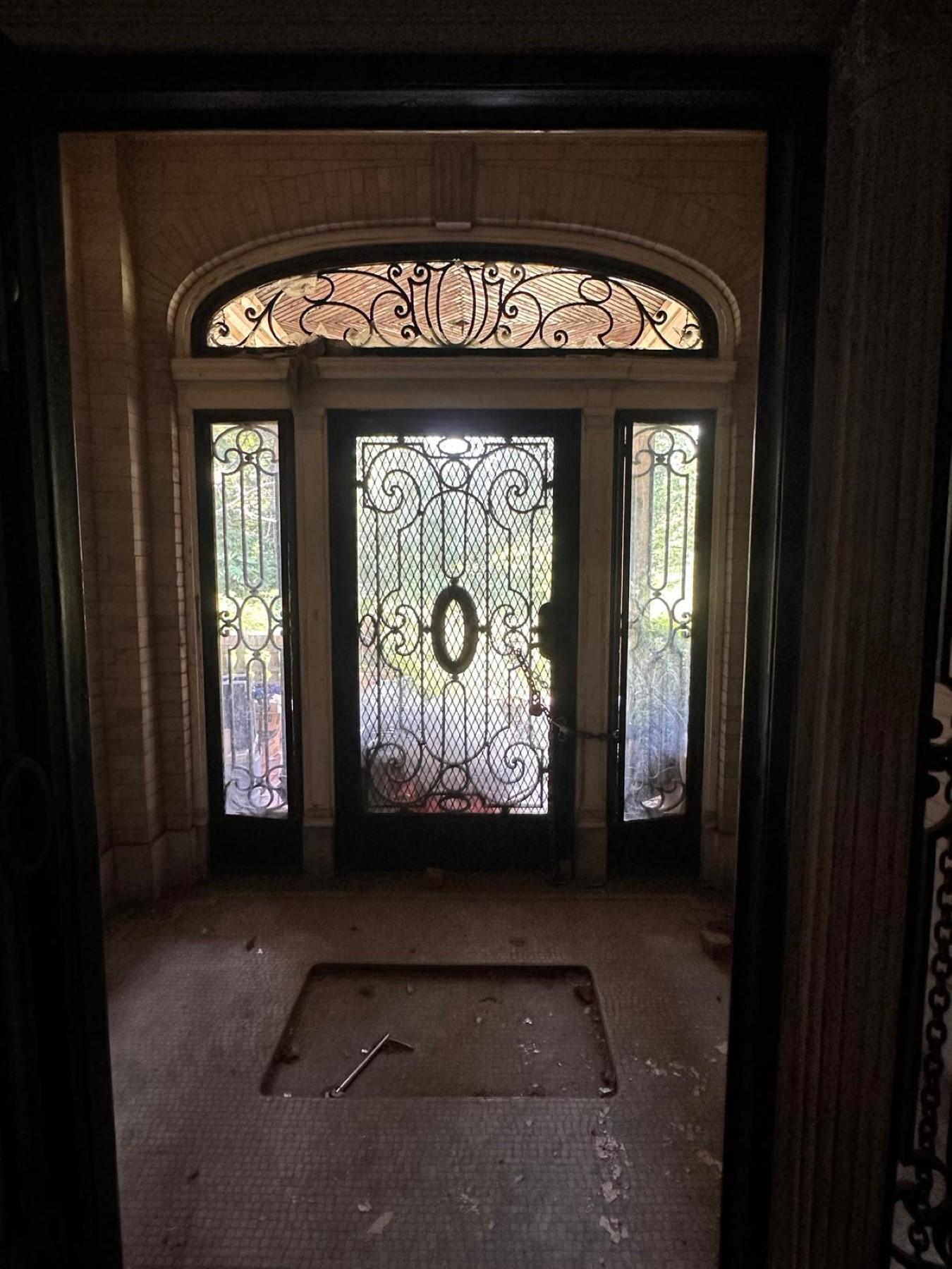 4 Pc Set Cast Iron & Glass Door w 2 Sidelights & Transom For Sale 12