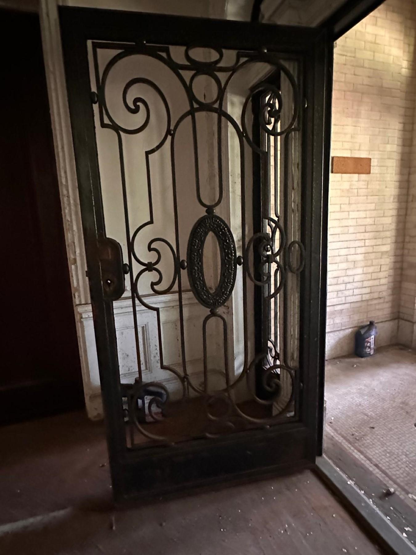 4 Pc Set Cast Iron & Glass Door w 2 Sidelights & Transom For Sale 13