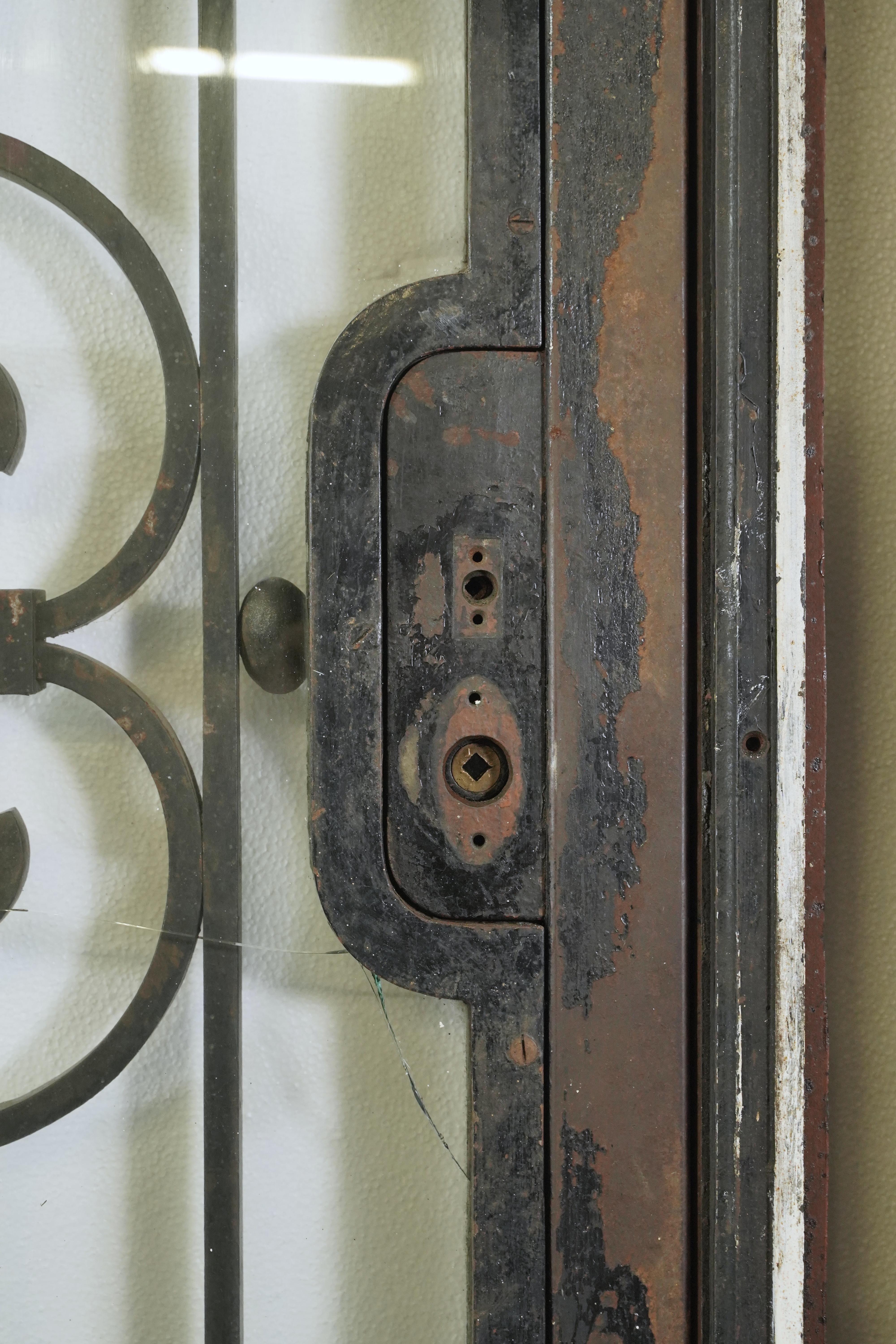 4 Pc Set Cast Iron & Glass Door w 2 Sidelights & Transom For Sale 2