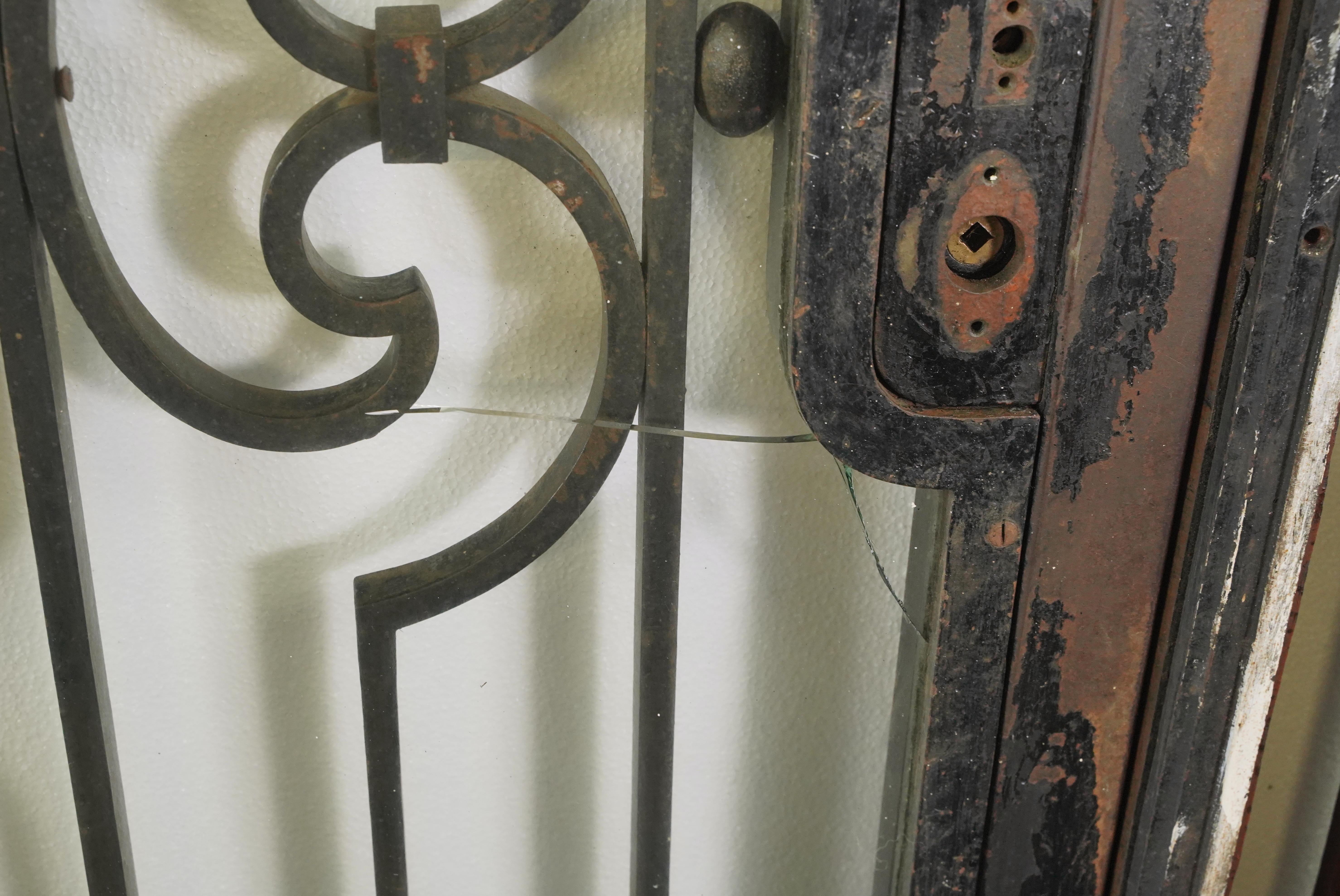 4 Pc Set Cast Iron & Glass Door w 2 Sidelights & Transom For Sale 3