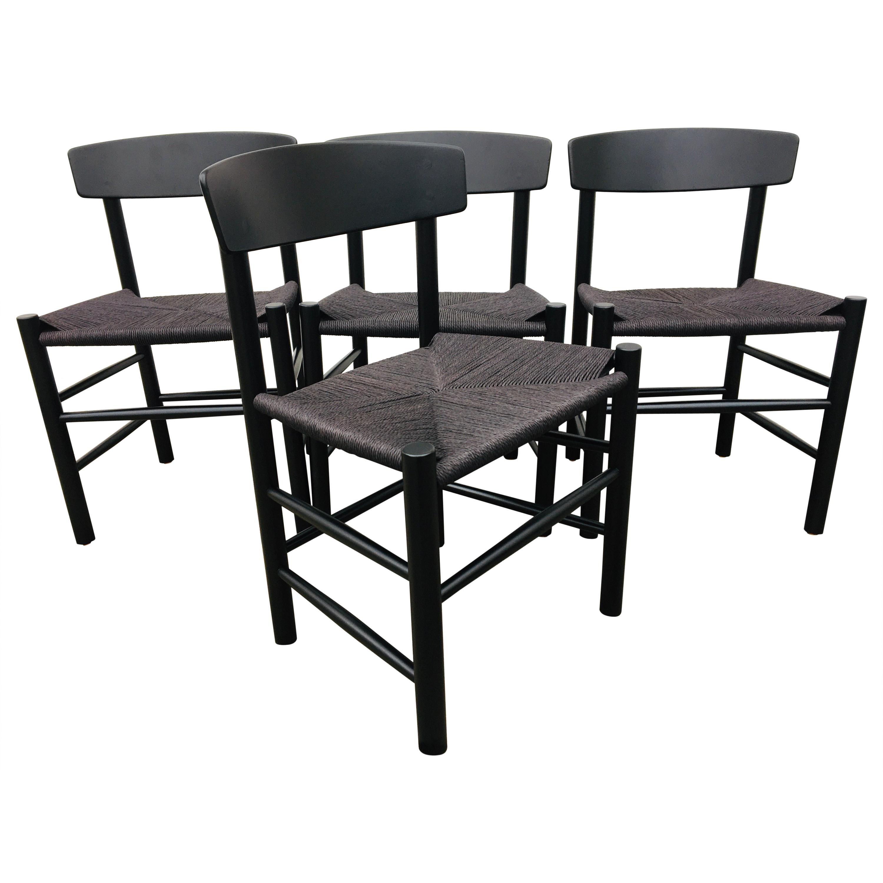 4 Pieces Borge Mogensen J39 Dining Chair, Black Lacquer